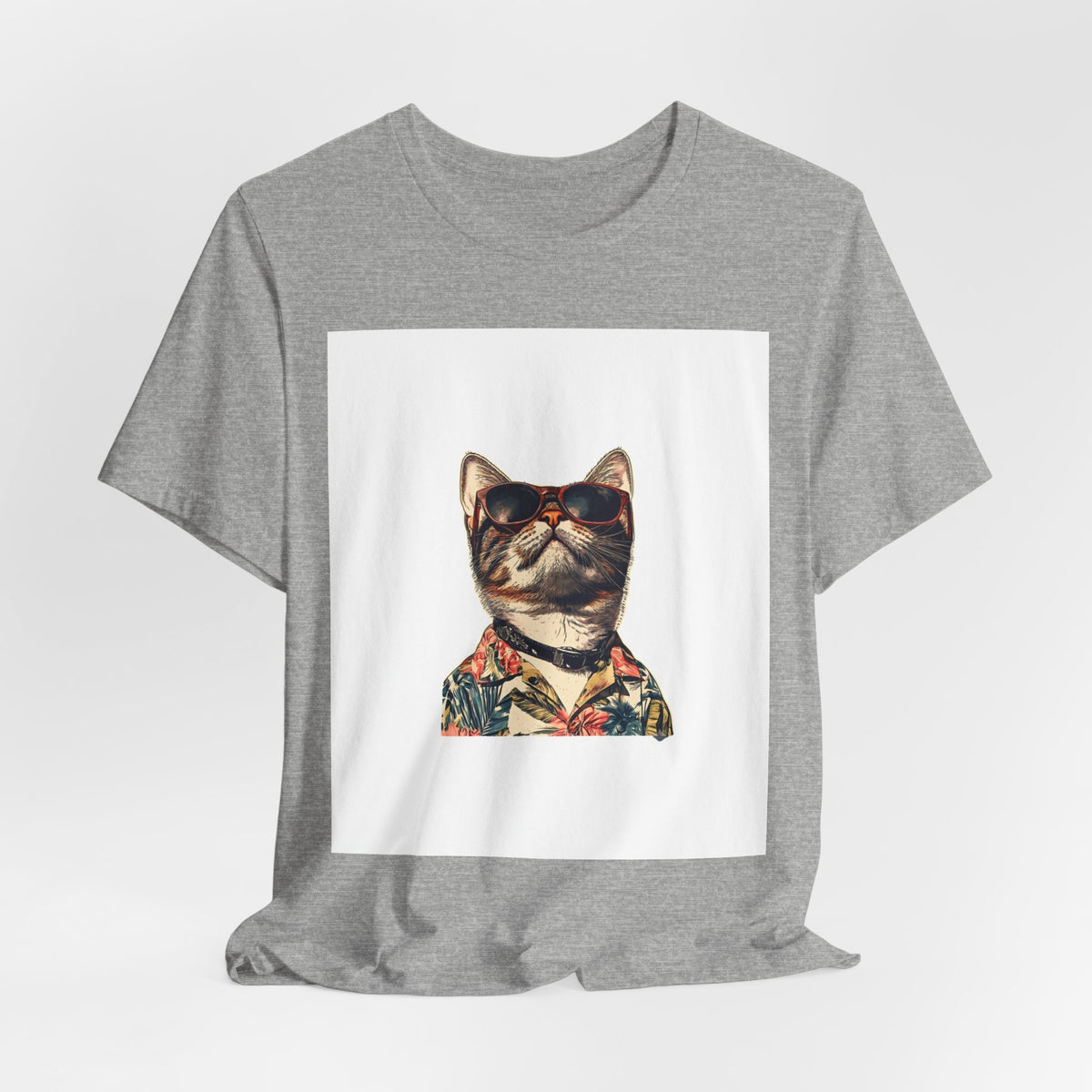 Cat in Sunglasses Hawaiian Shirt T-Shirt — Cool Vacation Cat Tee