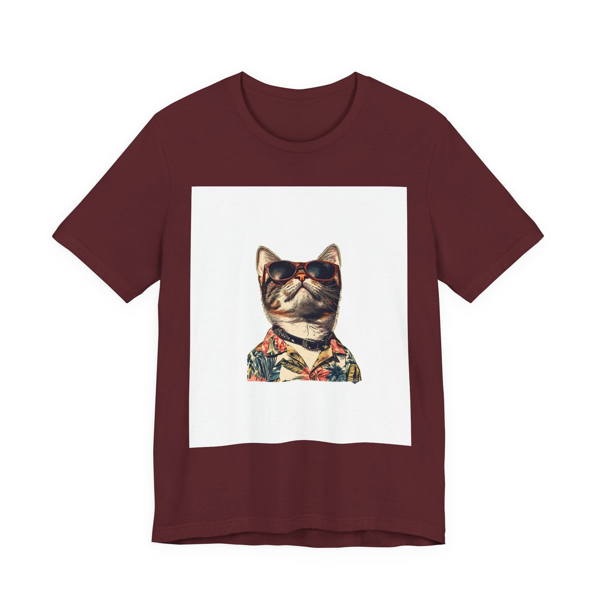 Cat in Sunglasses Hawaiian Shirt T-Shirt — Cool Vacation Cat Tee