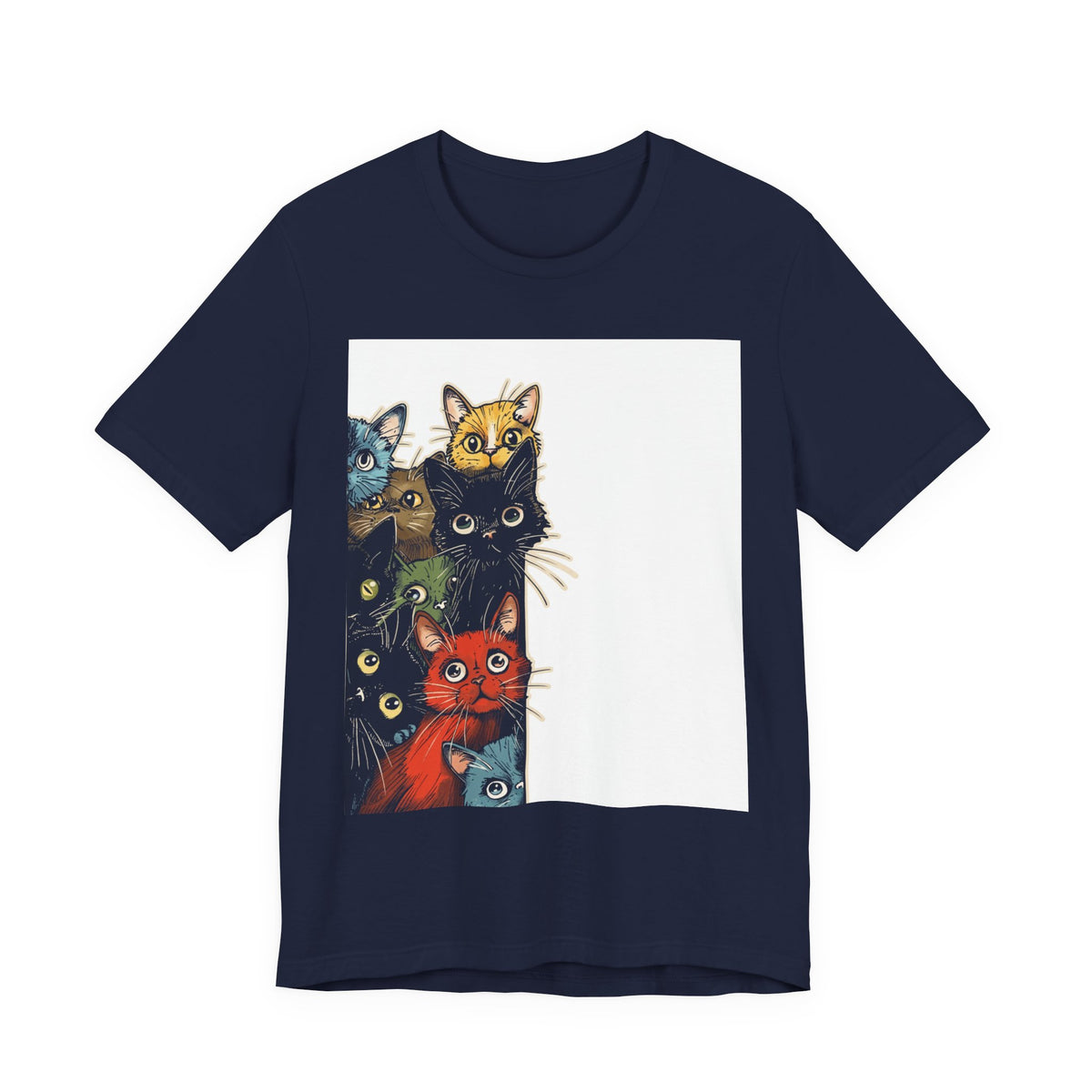 Cat Stack Graphic Tee — Colorful Cute Cats Illustration T-Shirt