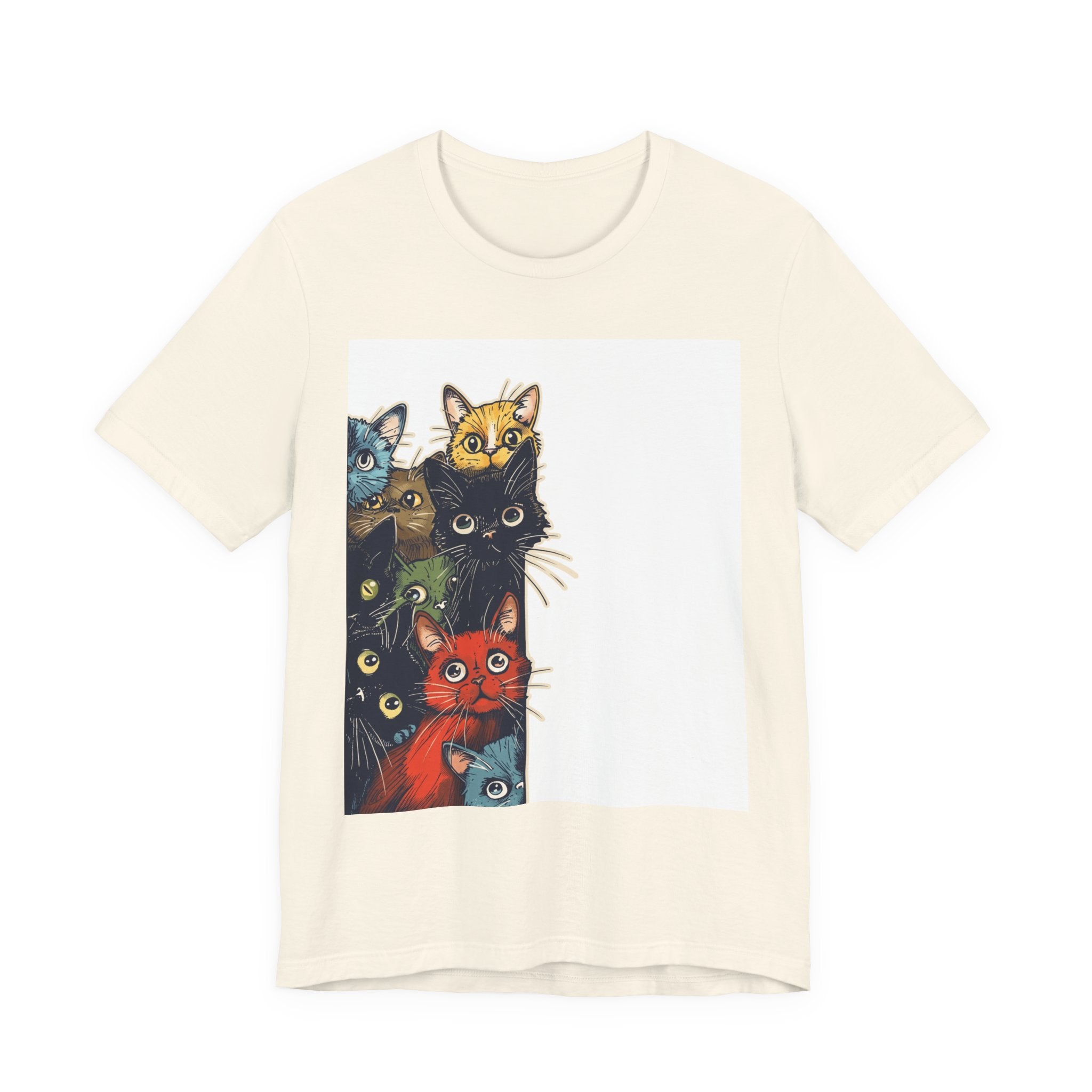 Cat Stack Graphic Tee — Colorful Cute Cats Illustration T-Shirt