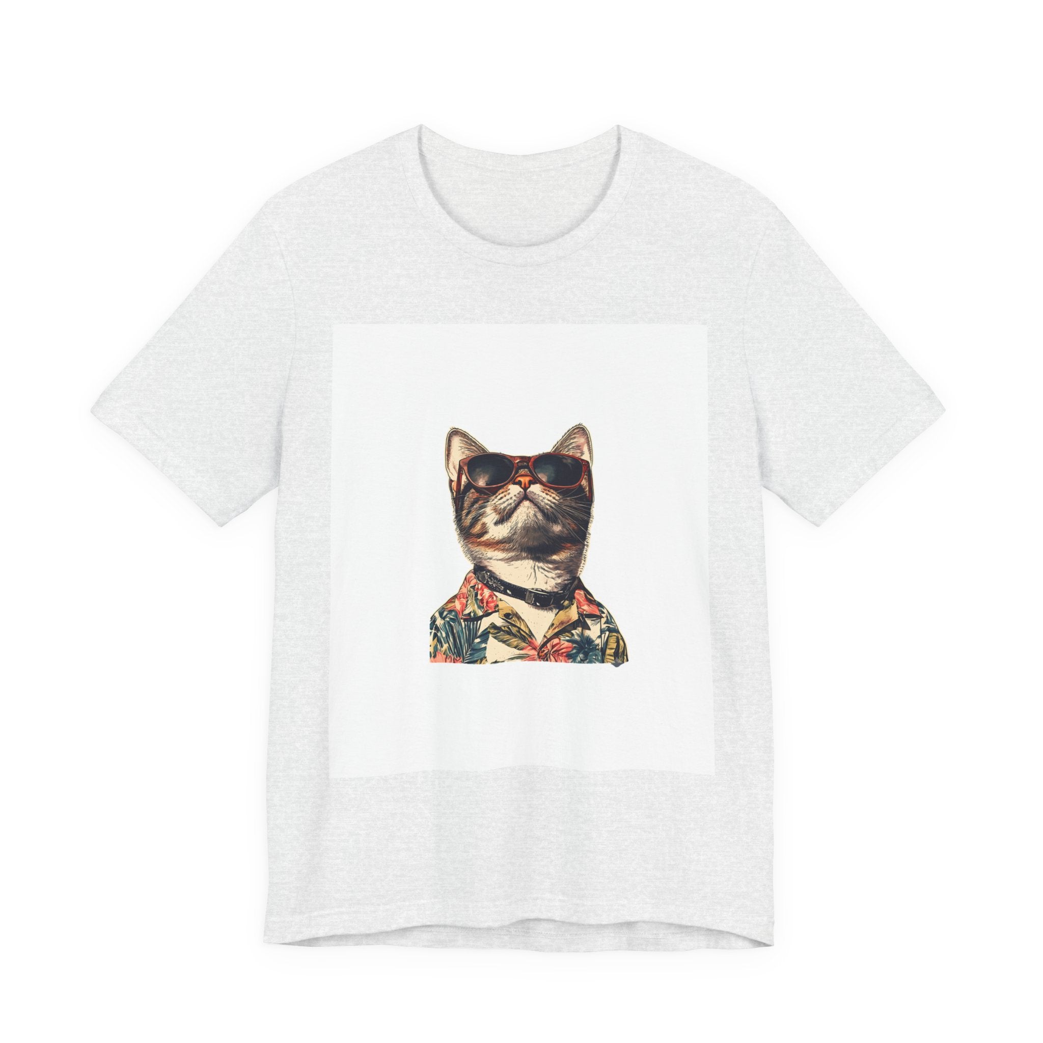 Cat in Sunglasses Hawaiian Shirt T-Shirt — Cool Vacation Cat Tee