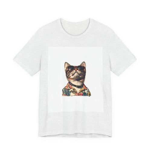 Cat in Sunglasses Hawaiian Shirt T-Shirt — Cool Vacation Cat Tee