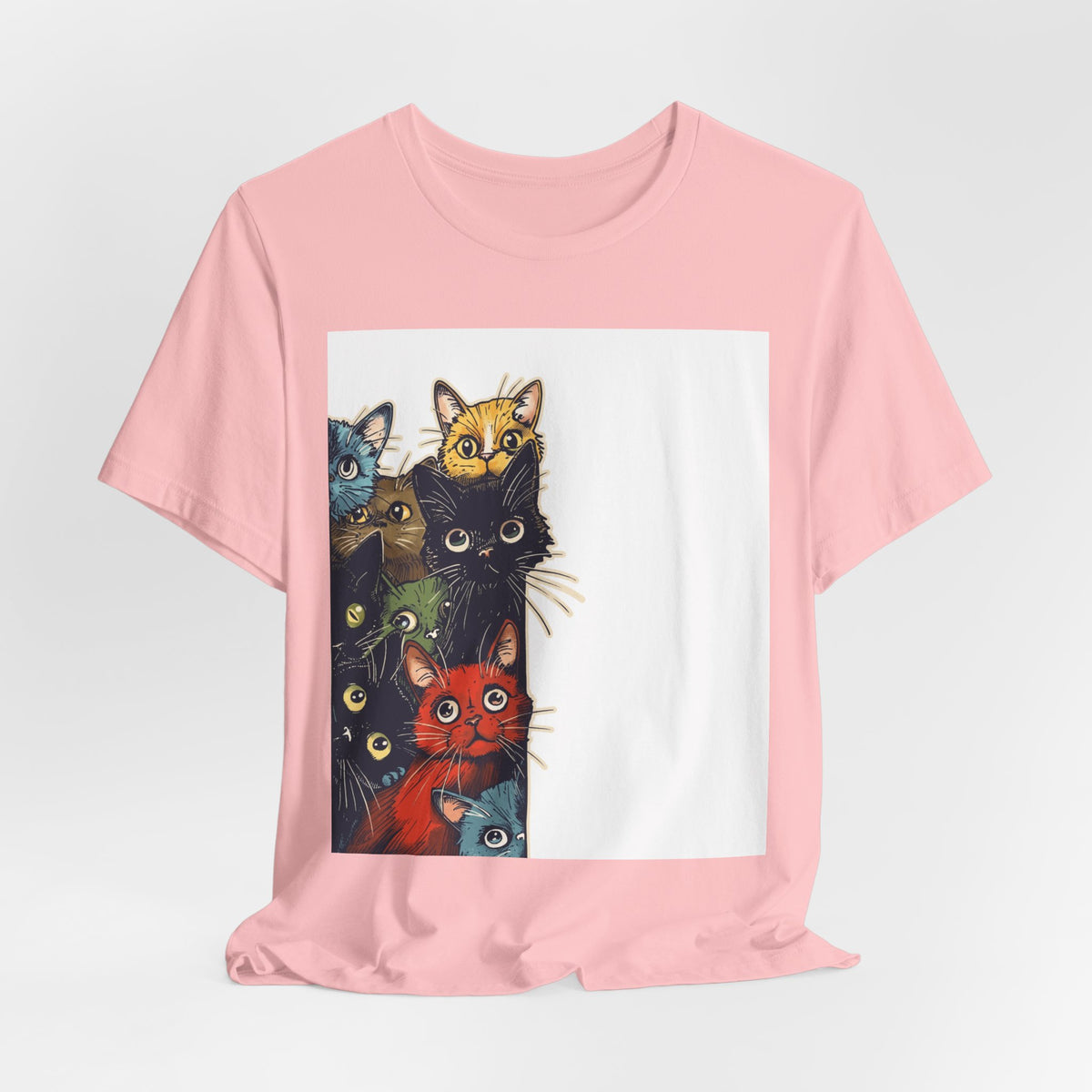Cat Stack Graphic Tee — Colorful Cute Cats Illustration T-Shirt