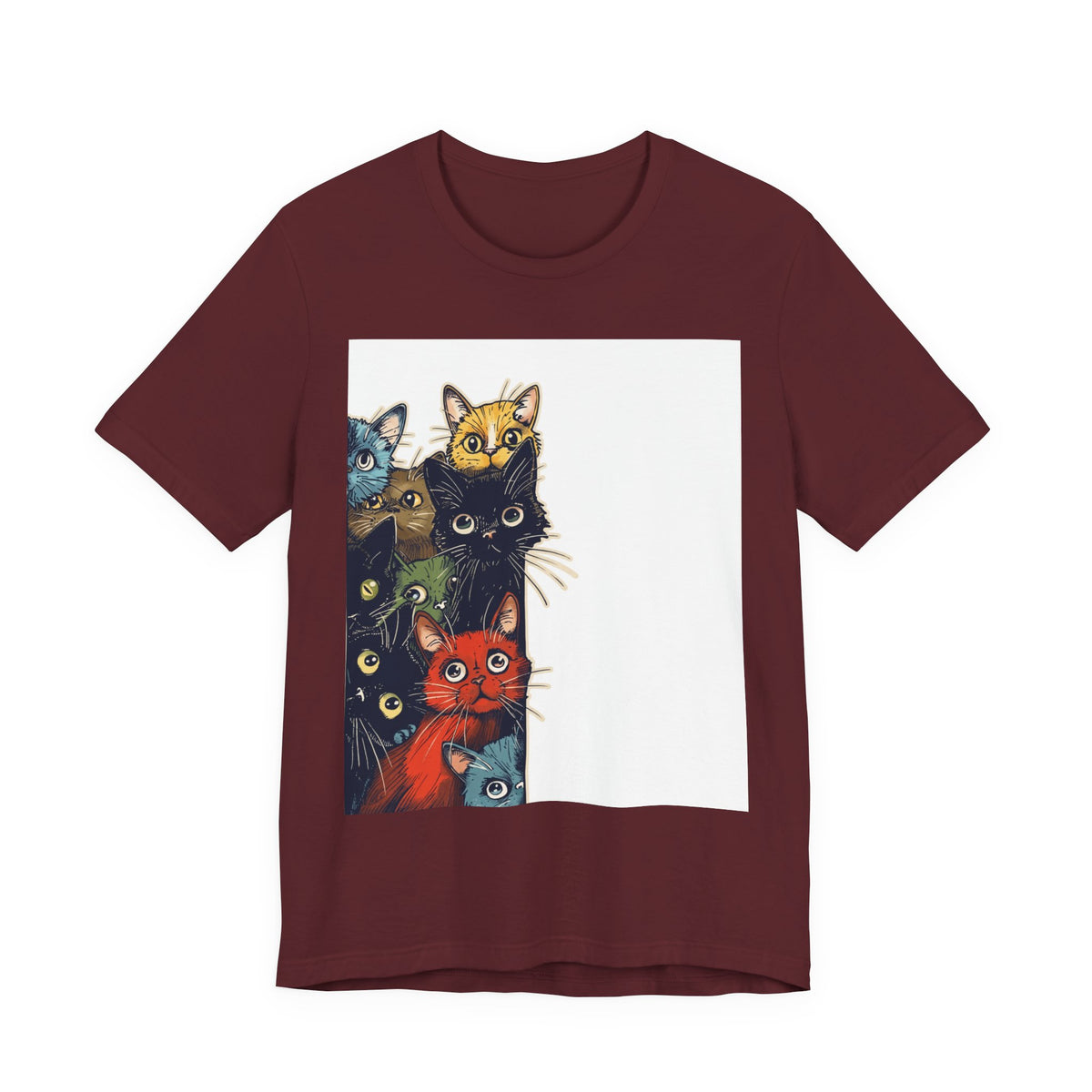 Cat Stack Graphic Tee — Colorful Cute Cats Illustration T-Shirt
