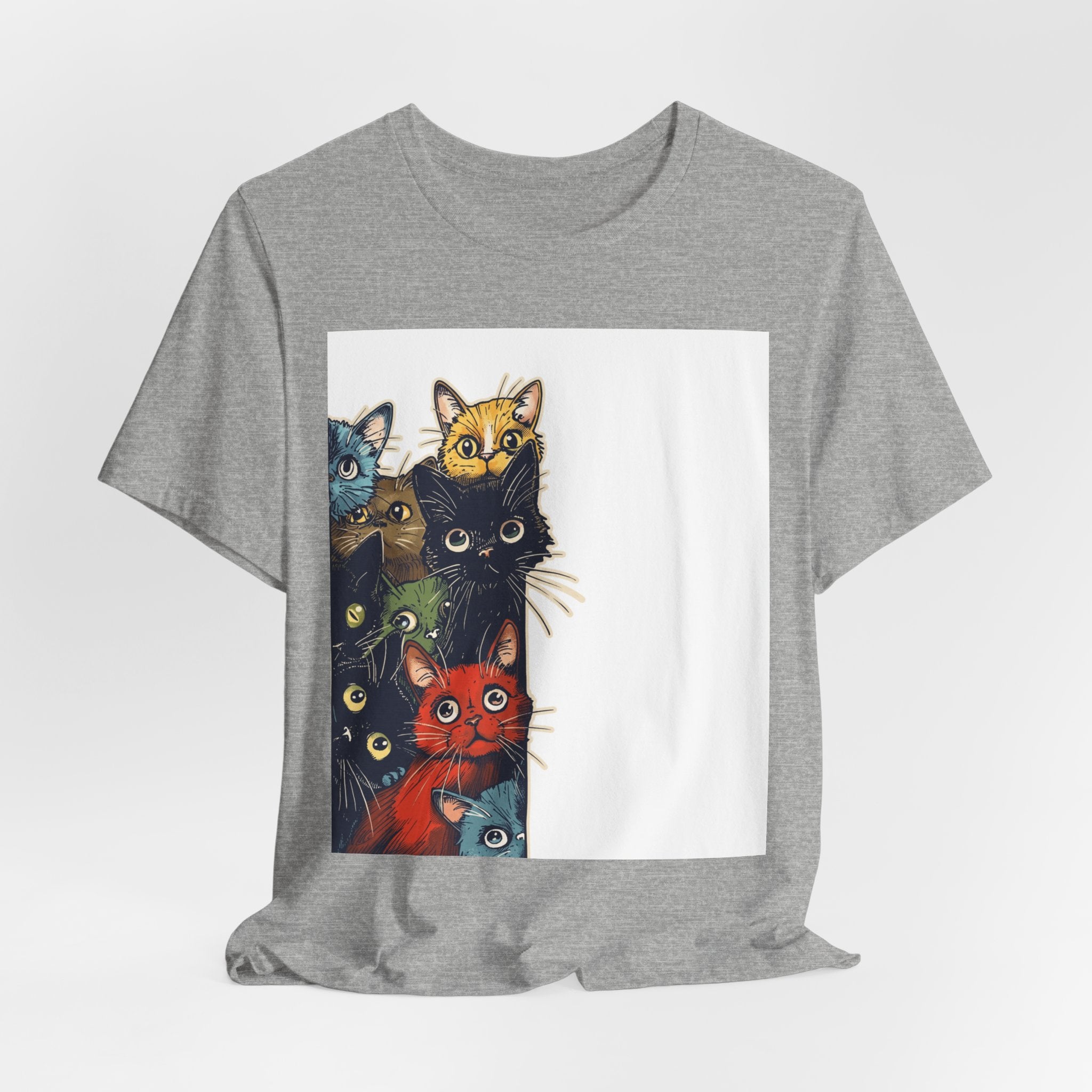 Cat Stack Graphic Tee — Colorful Cute Cats Illustration T-Shirt