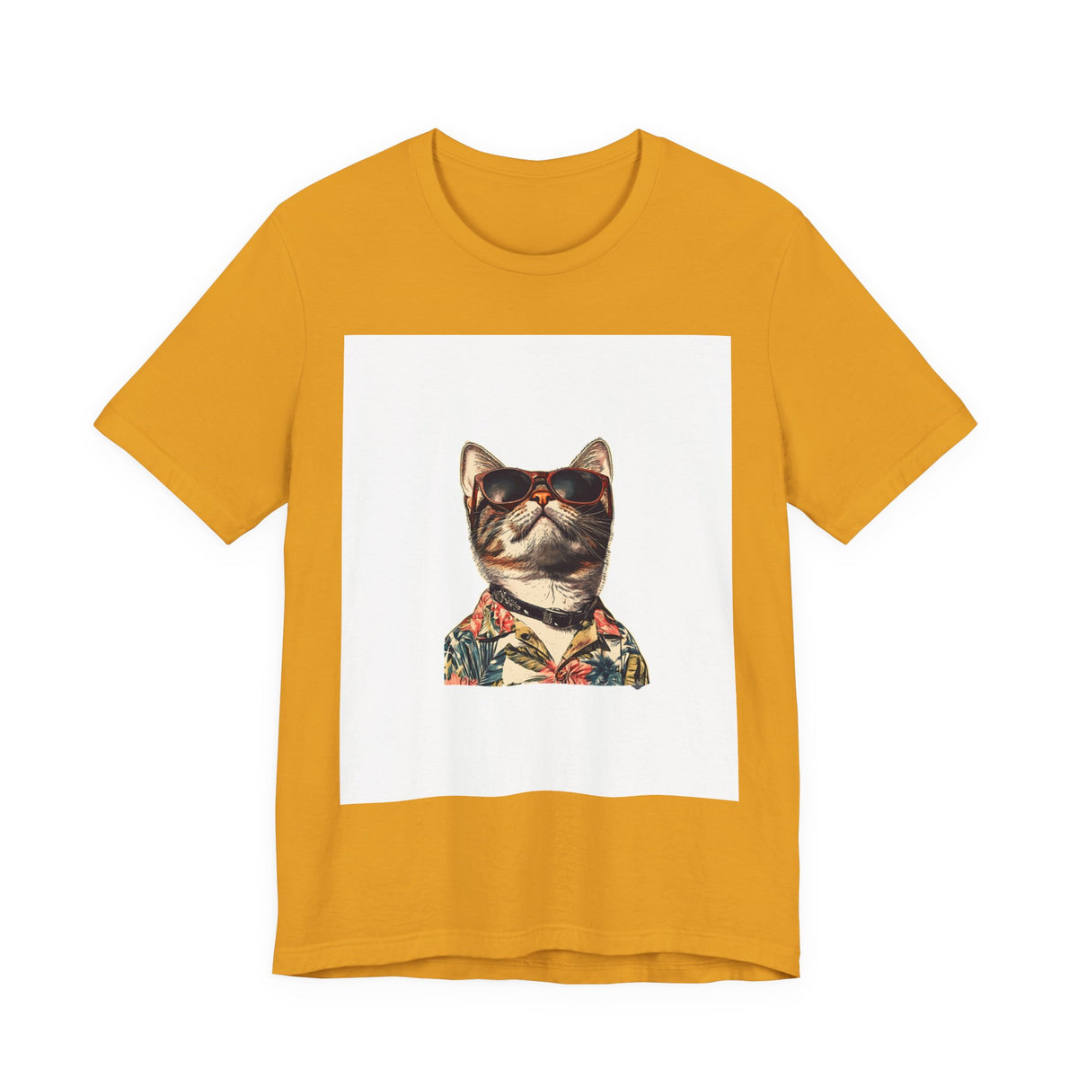 Cat in Sunglasses Hawaiian Shirt T-Shirt — Cool Vacation Cat Tee