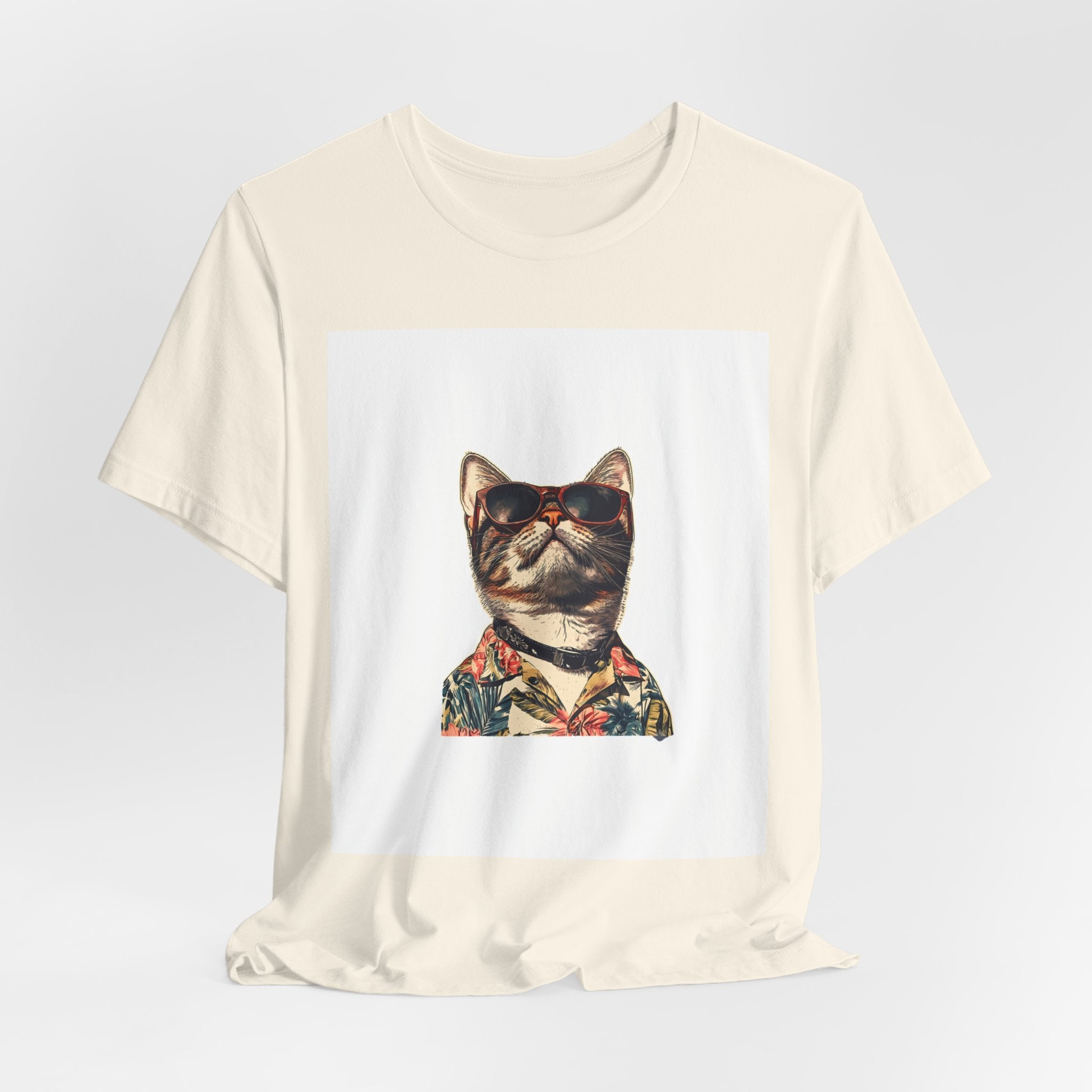 Cat in Sunglasses Hawaiian Shirt T-Shirt — Cool Vacation Cat Tee