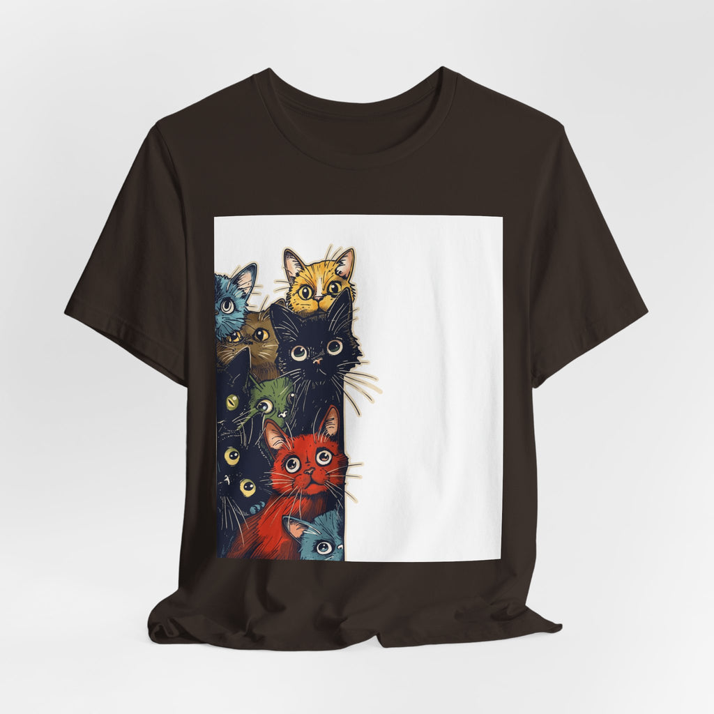 Cat Stack Graphic Tee — Colorful Cute Cats Illustration T-Shirt