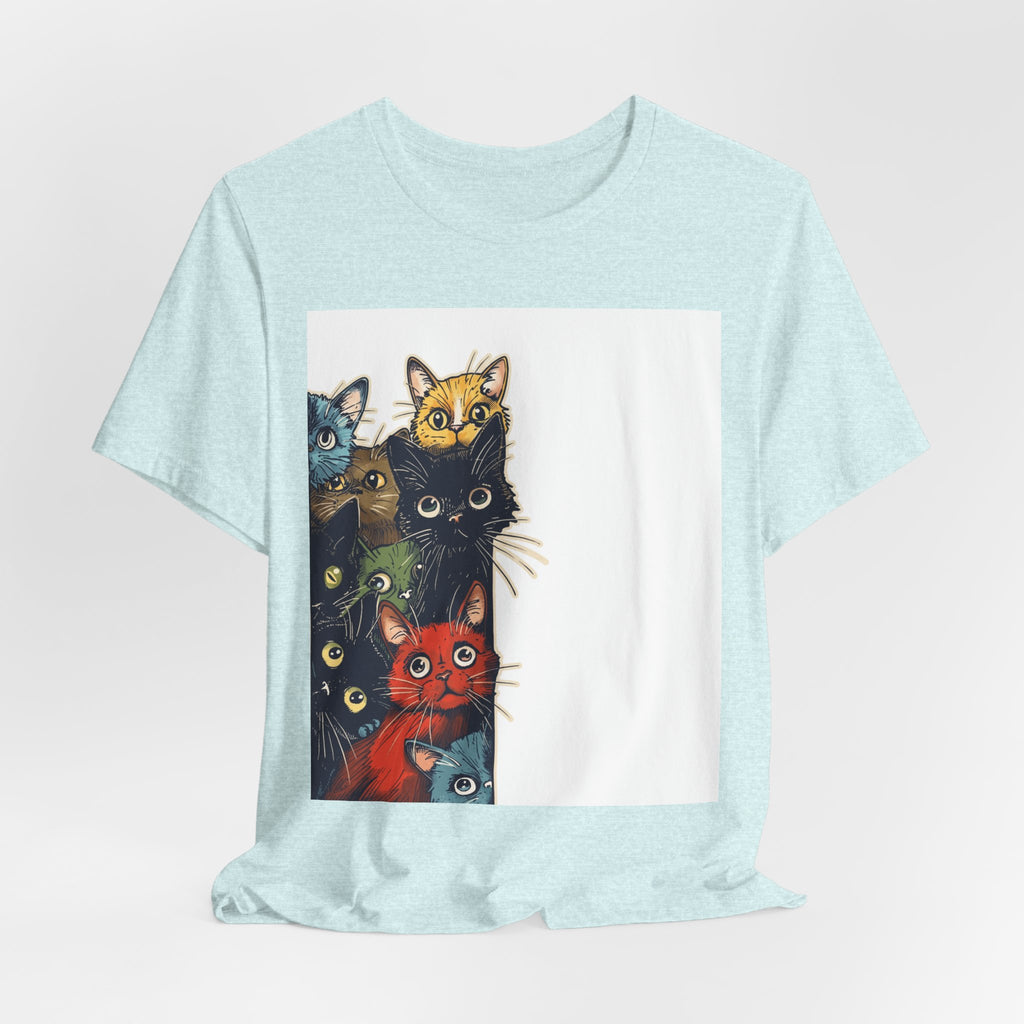 Cat Stack Graphic Tee — Colorful Cute Cats Illustration T-Shirt
