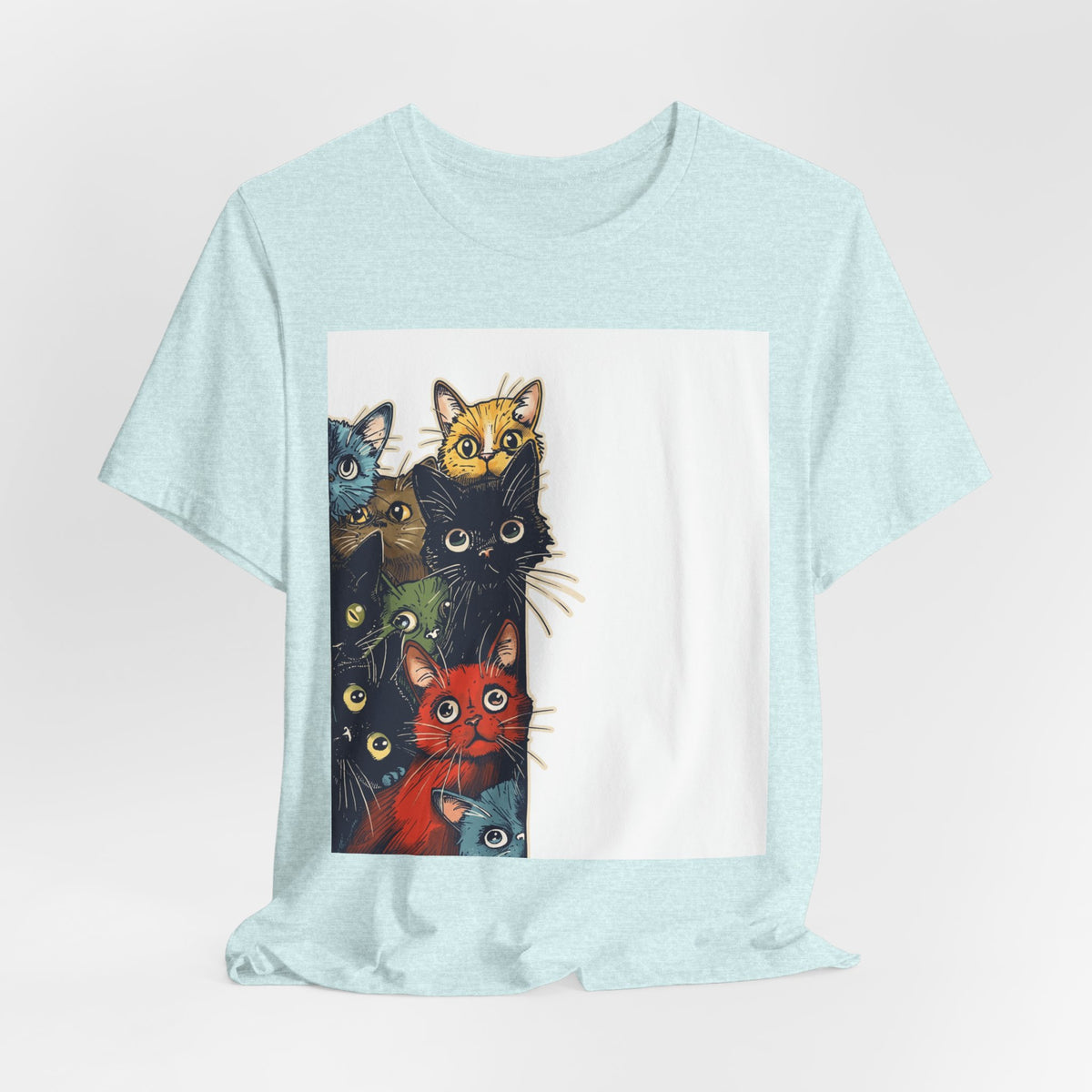 Cat Stack Graphic Tee — Colorful Cute Cats Illustration T-Shirt