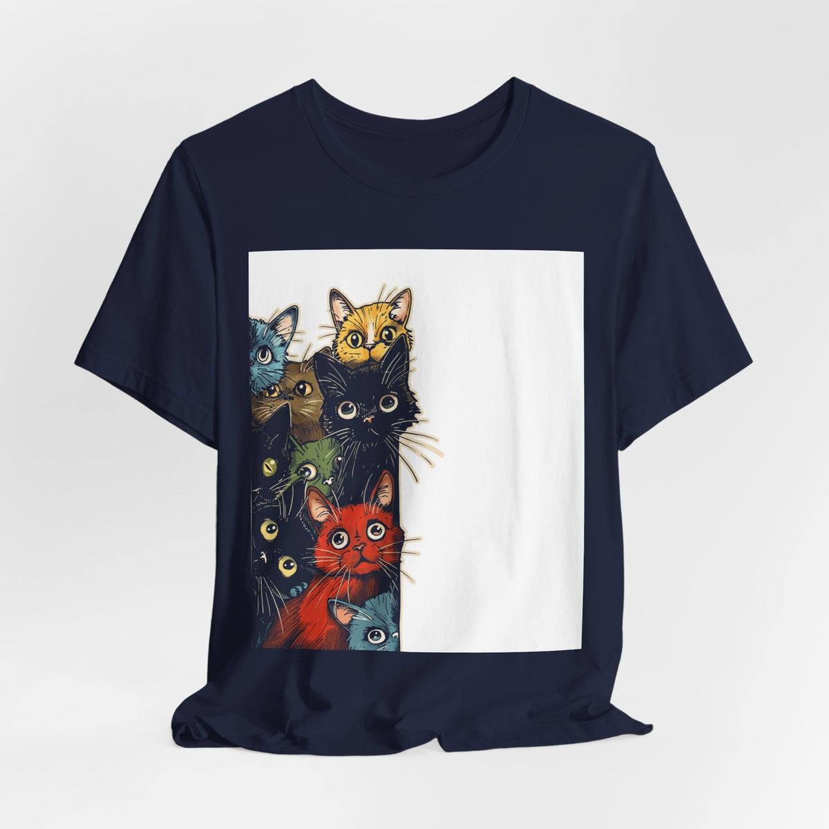 Cat Stack Graphic Tee — Colorful Cute Cats Illustration T-Shirt
