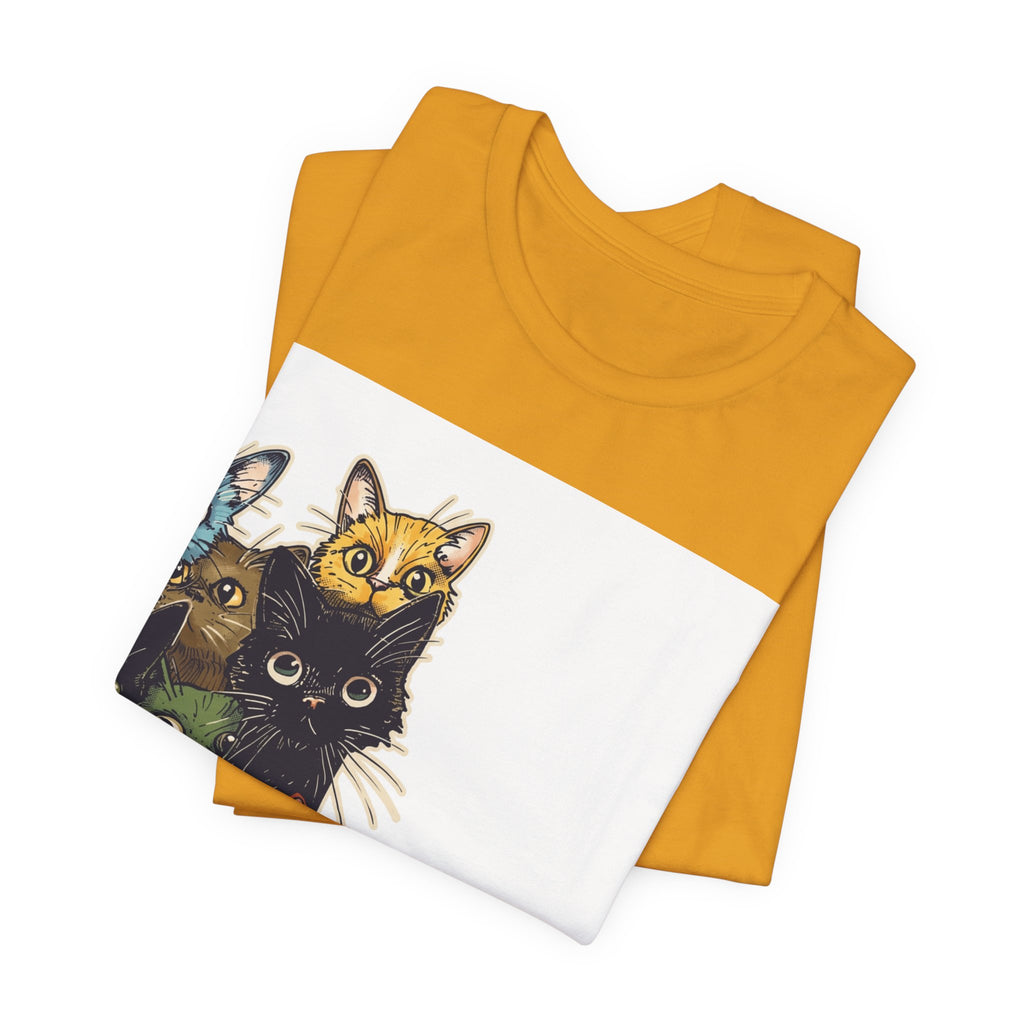 Cat Stack Graphic Tee — Colorful Cute Cats Illustration T-Shirt