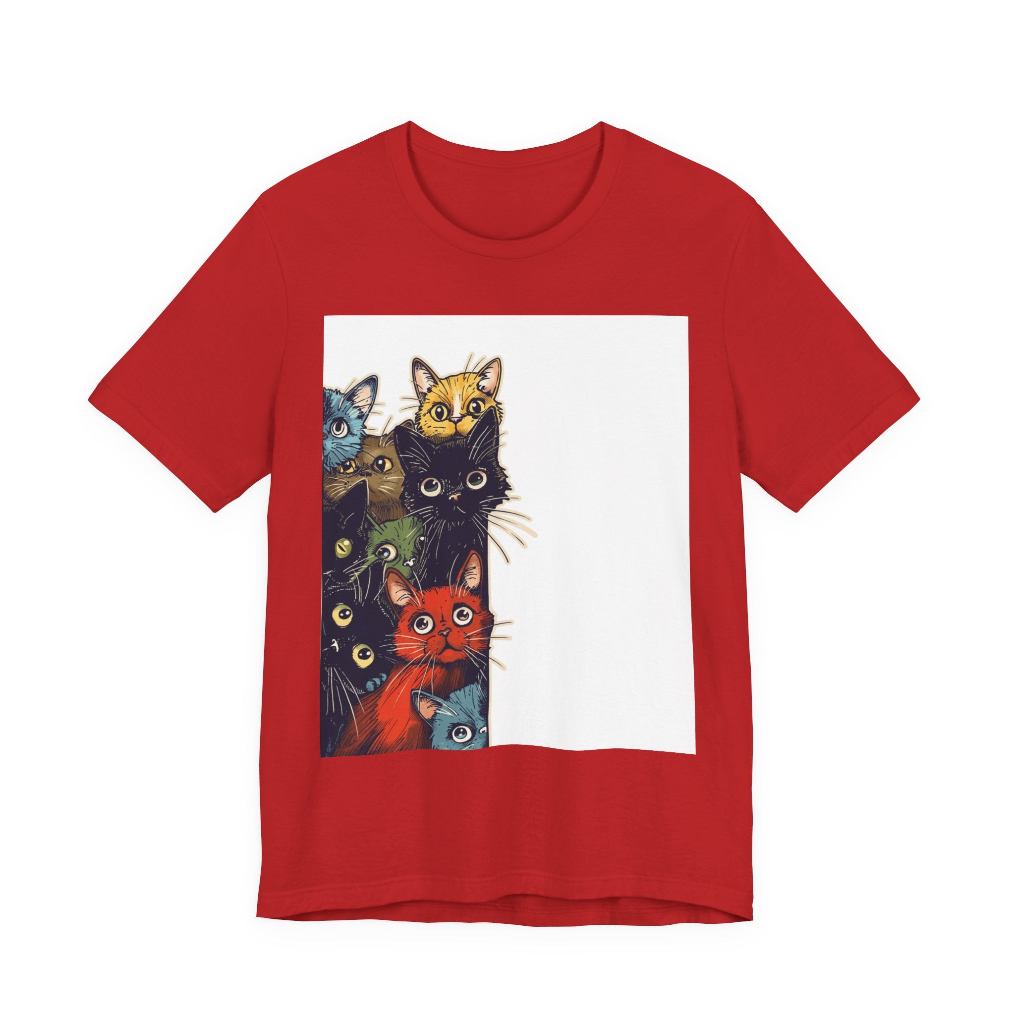 Cat Stack Graphic Tee — Colorful Cute Cats Illustration T-Shirt