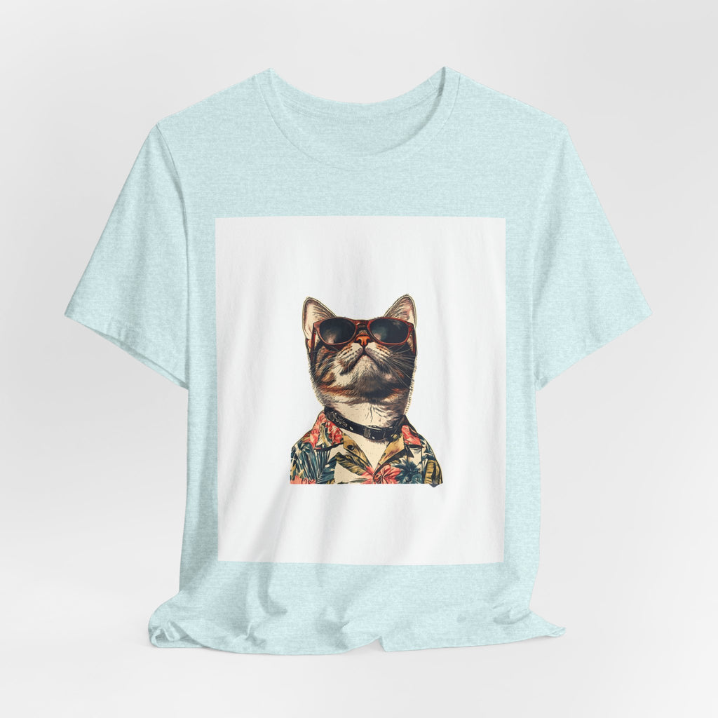 Cat in Sunglasses Hawaiian Shirt T-Shirt — Cool Vacation Cat Tee