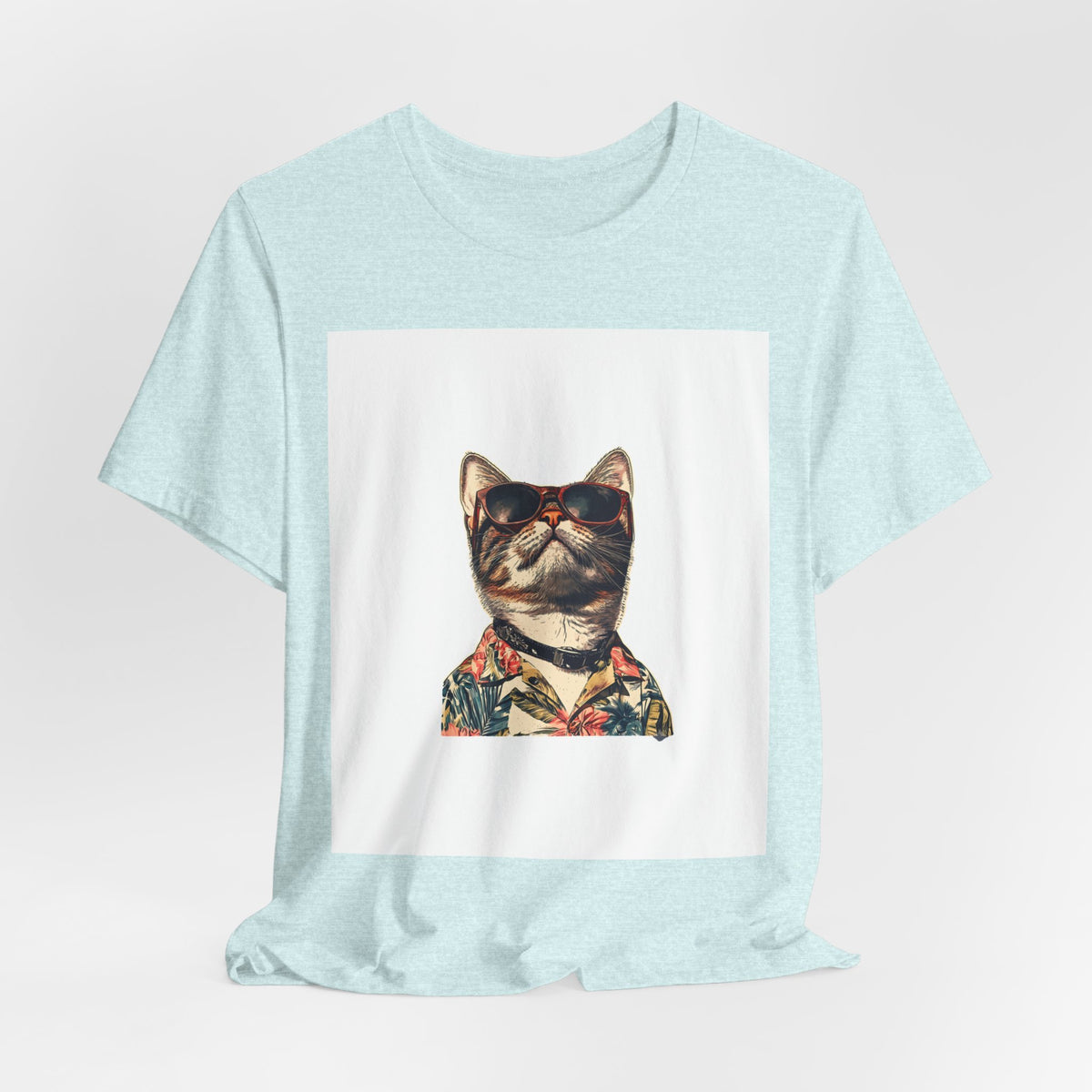 Cat in Sunglasses Hawaiian Shirt T-Shirt — Cool Vacation Cat Tee