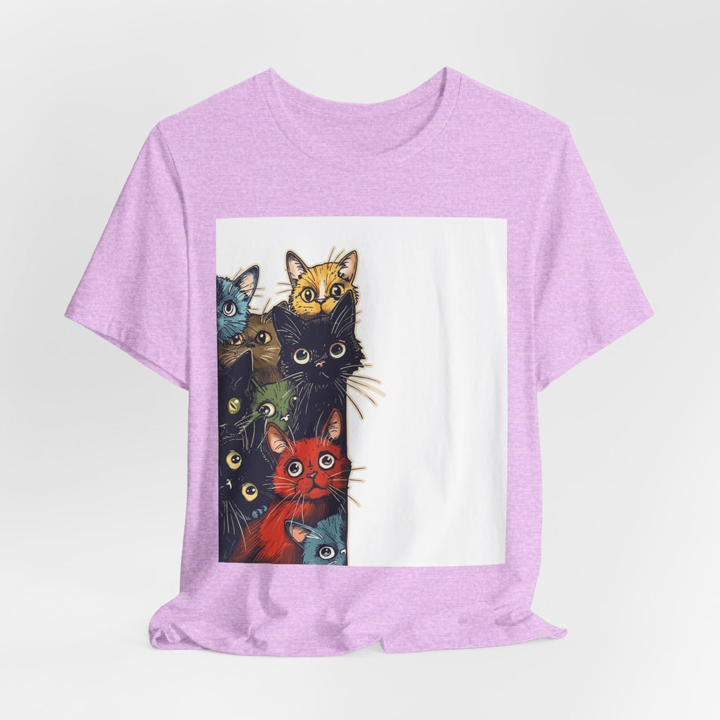 Cat Stack Graphic Tee — Colorful Cute Cats Illustration T-Shirt