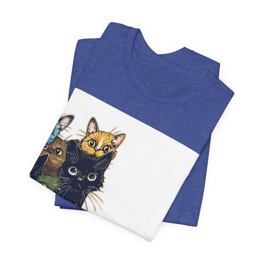 Cat Stack Graphic Tee — Colorful Cute Cats Illustration T-Shirt