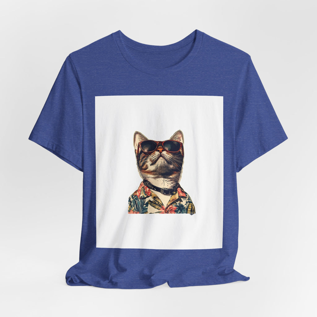Cat in Sunglasses Hawaiian Shirt T-Shirt — Cool Vacation Cat Tee