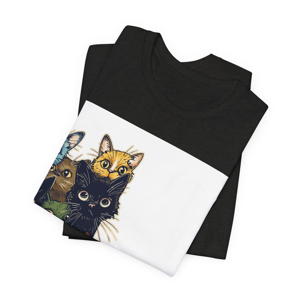 Cat Stack Graphic Tee — Colorful Cute Cats Illustration T-Shirt