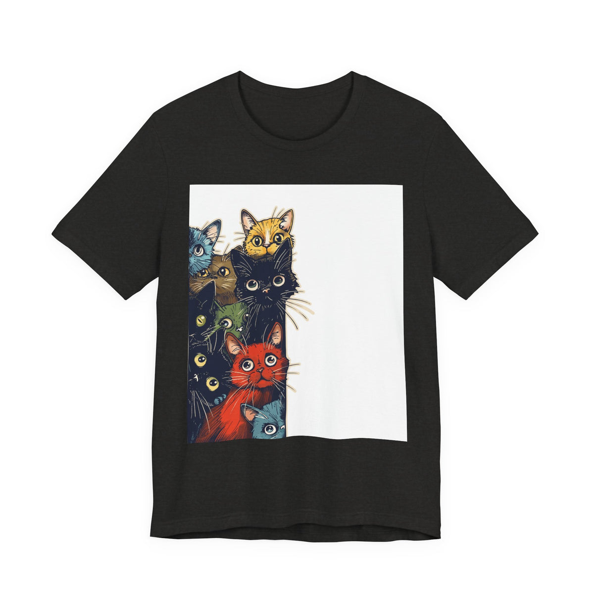 Cat Stack Graphic Tee — Colorful Cute Cats Illustration T-Shirt