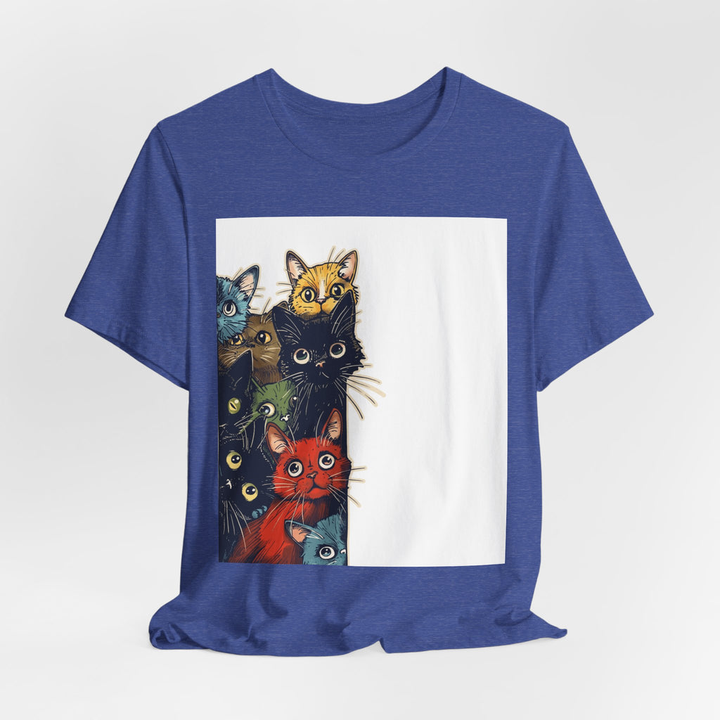 Cat Stack Graphic Tee — Colorful Cute Cats Illustration T-Shirt