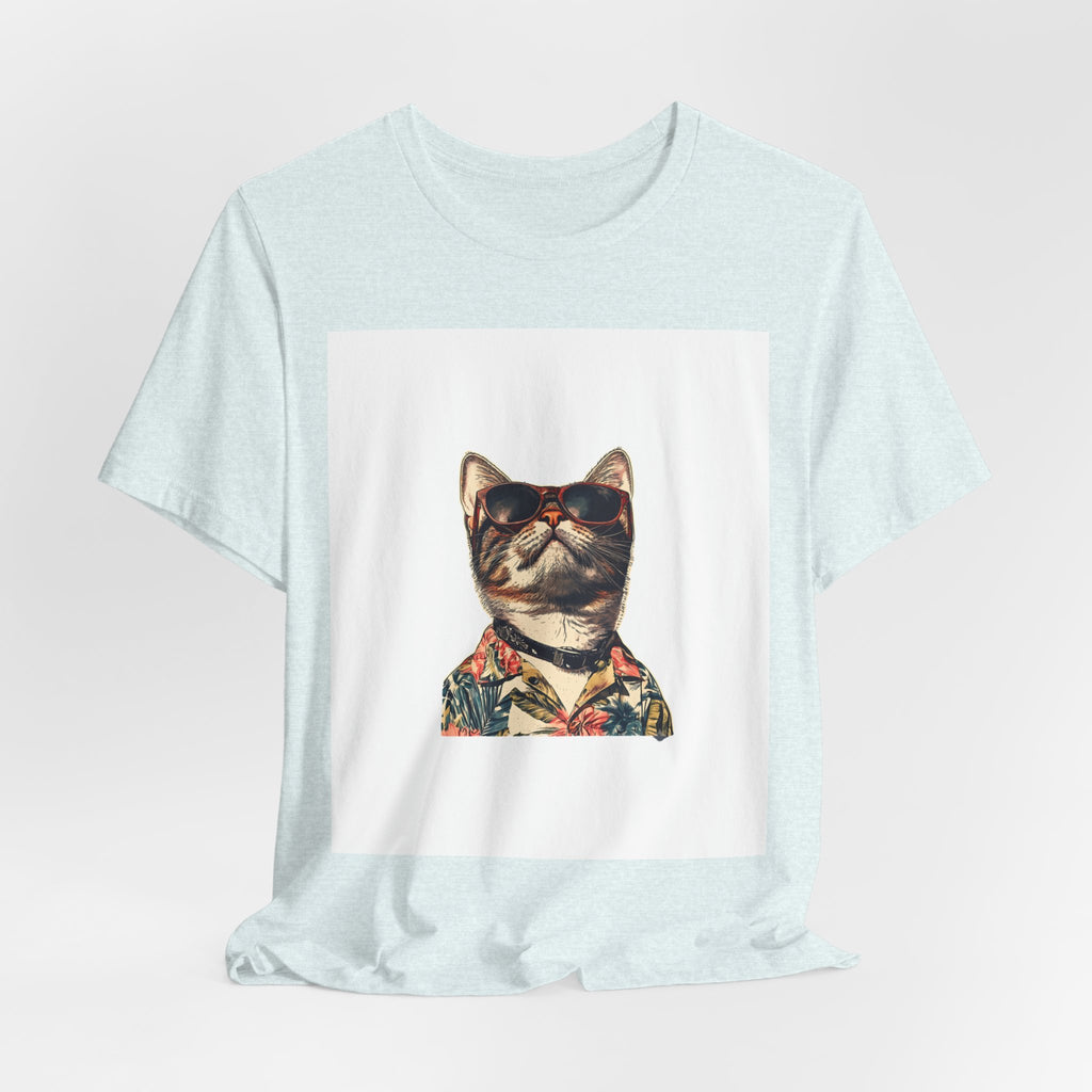 Cat in Sunglasses Hawaiian Shirt T-Shirt — Cool Vacation Cat Tee