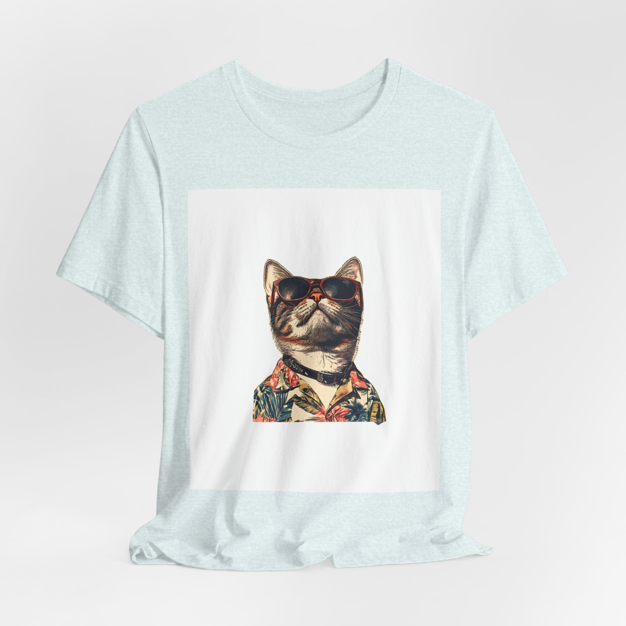 Cat in Sunglasses Hawaiian Shirt T-Shirt — Cool Vacation Cat Tee