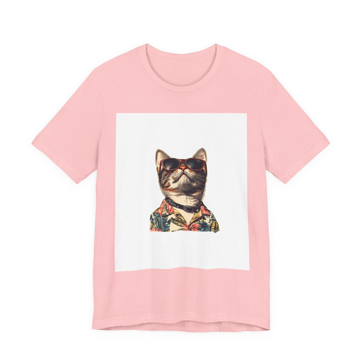 Cat in Sunglasses Hawaiian Shirt T-Shirt — Cool Vacation Cat Tee