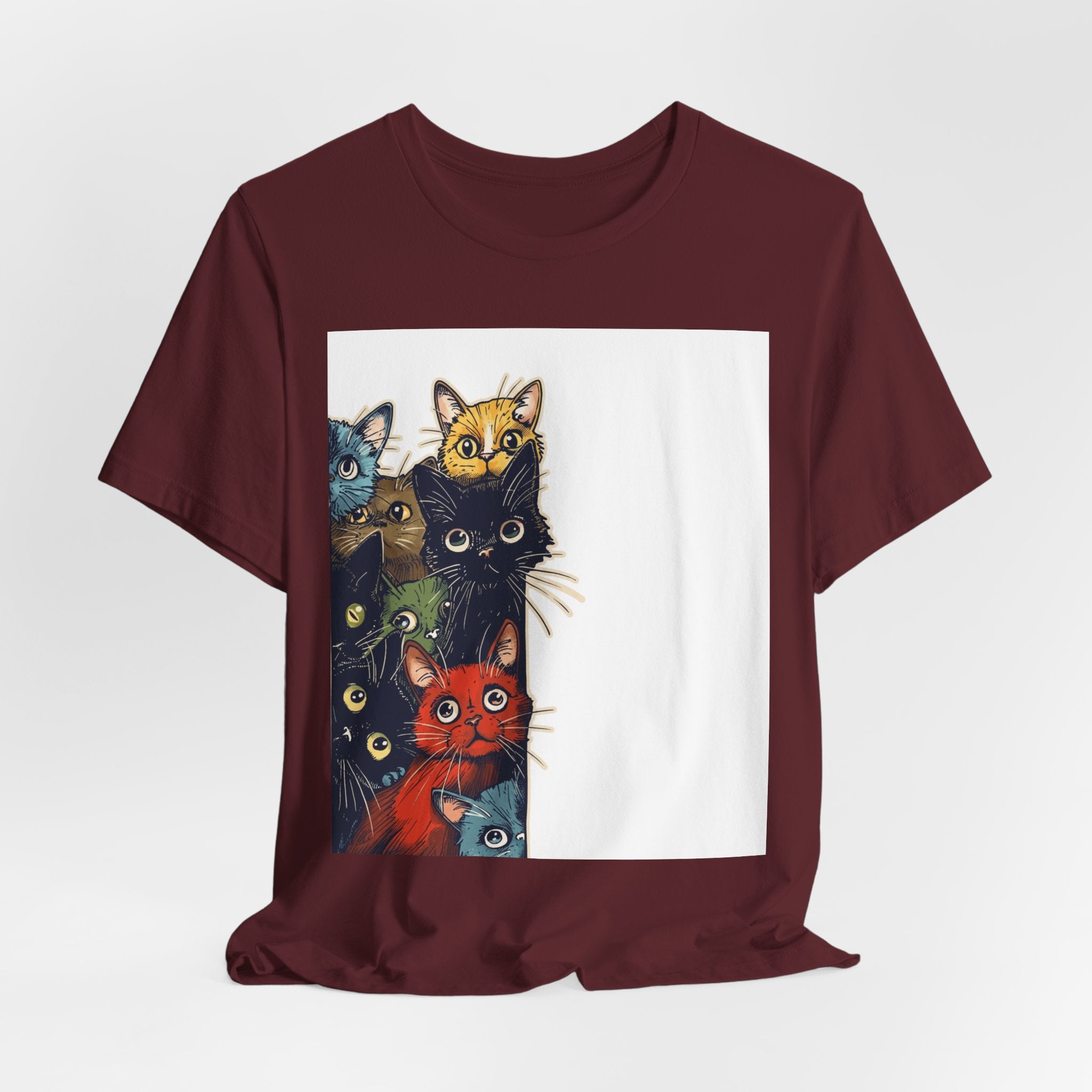 Cat Stack Graphic Tee — Colorful Cute Cats Illustration T-Shirt