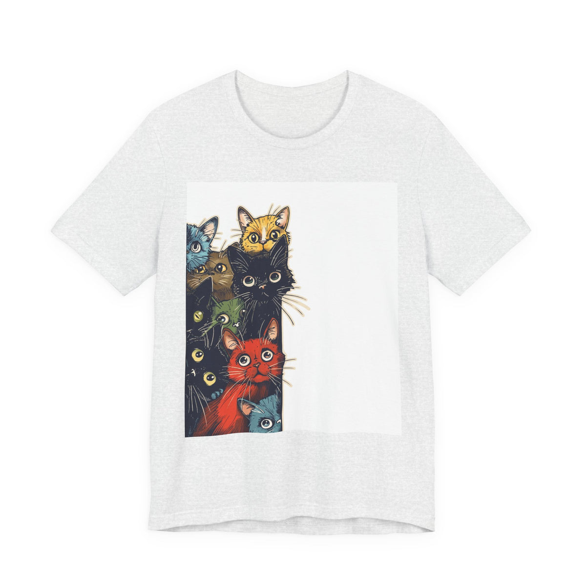 Cat Stack Graphic Tee — Colorful Cute Cats Illustration T-Shirt