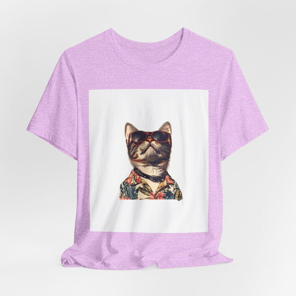 Cat in Sunglasses Hawaiian Shirt T-Shirt — Cool Vacation Cat Tee