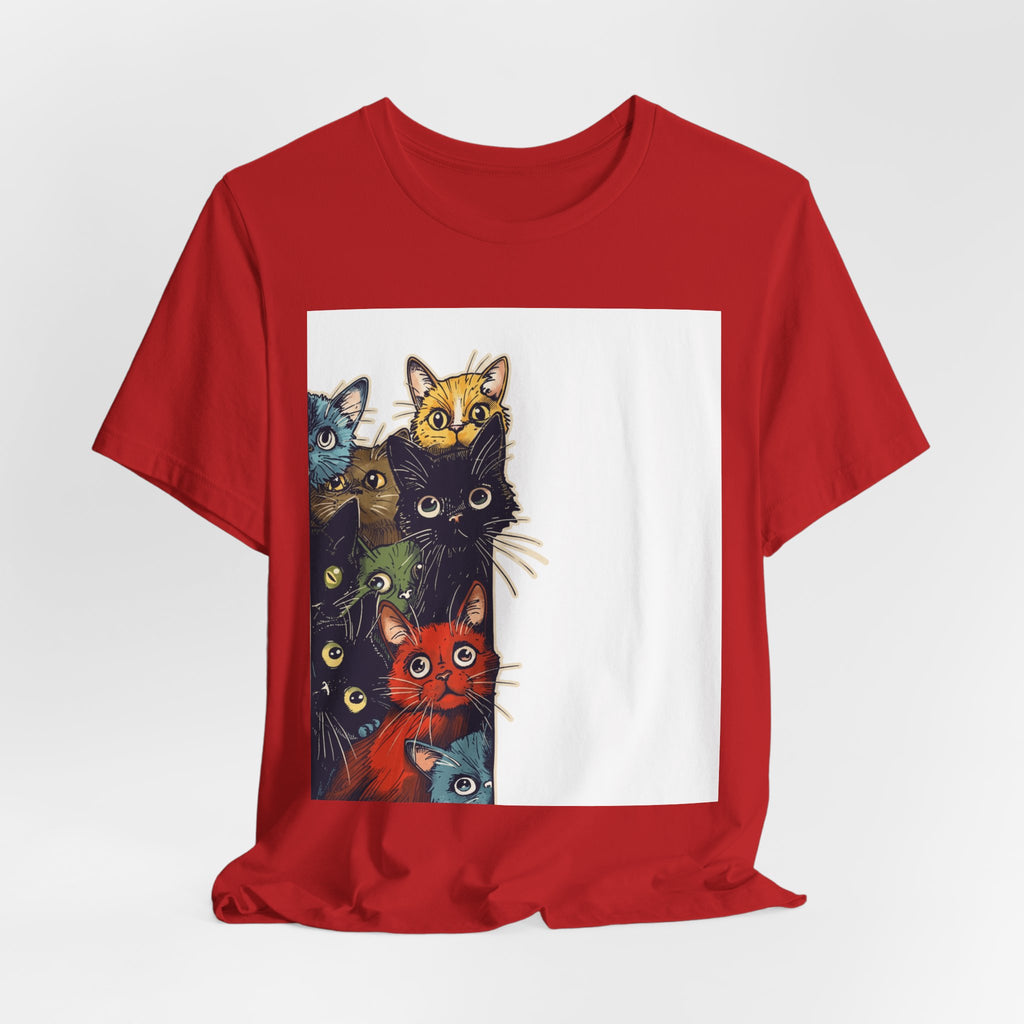 Cat Stack Graphic Tee — Colorful Cute Cats Illustration T-Shirt