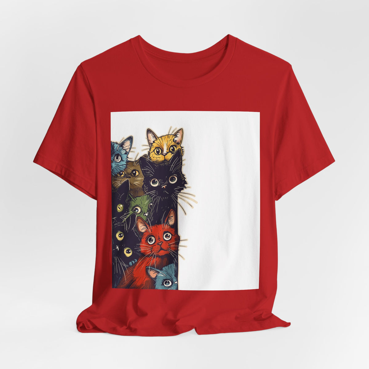 Cat Stack Graphic Tee — Colorful Cute Cats Illustration T-Shirt