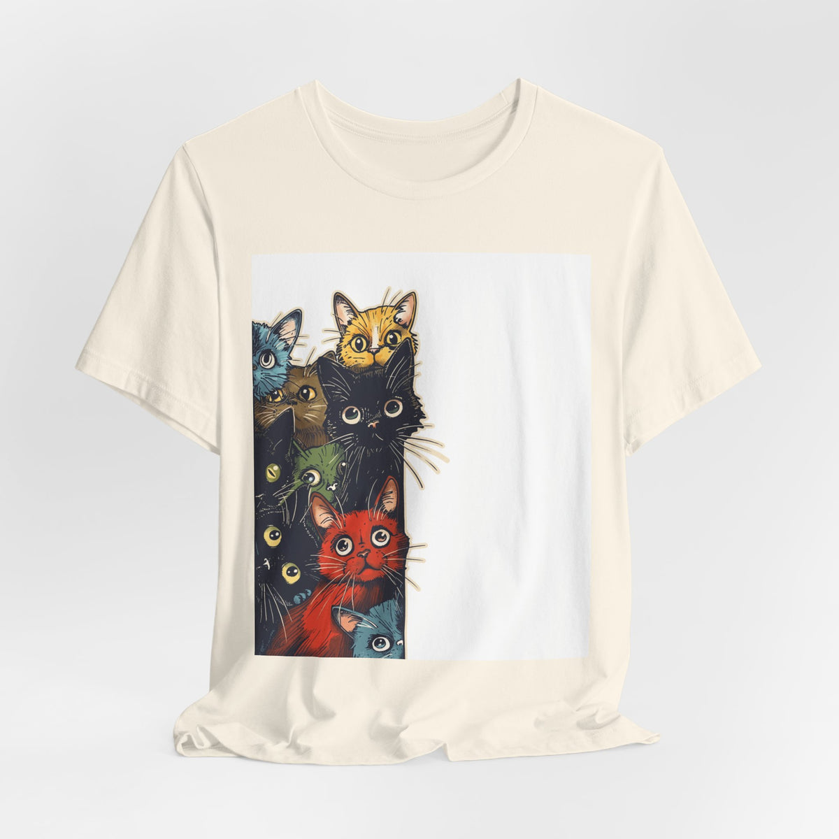 Cat Stack Graphic Tee — Colorful Cute Cats Illustration T-Shirt