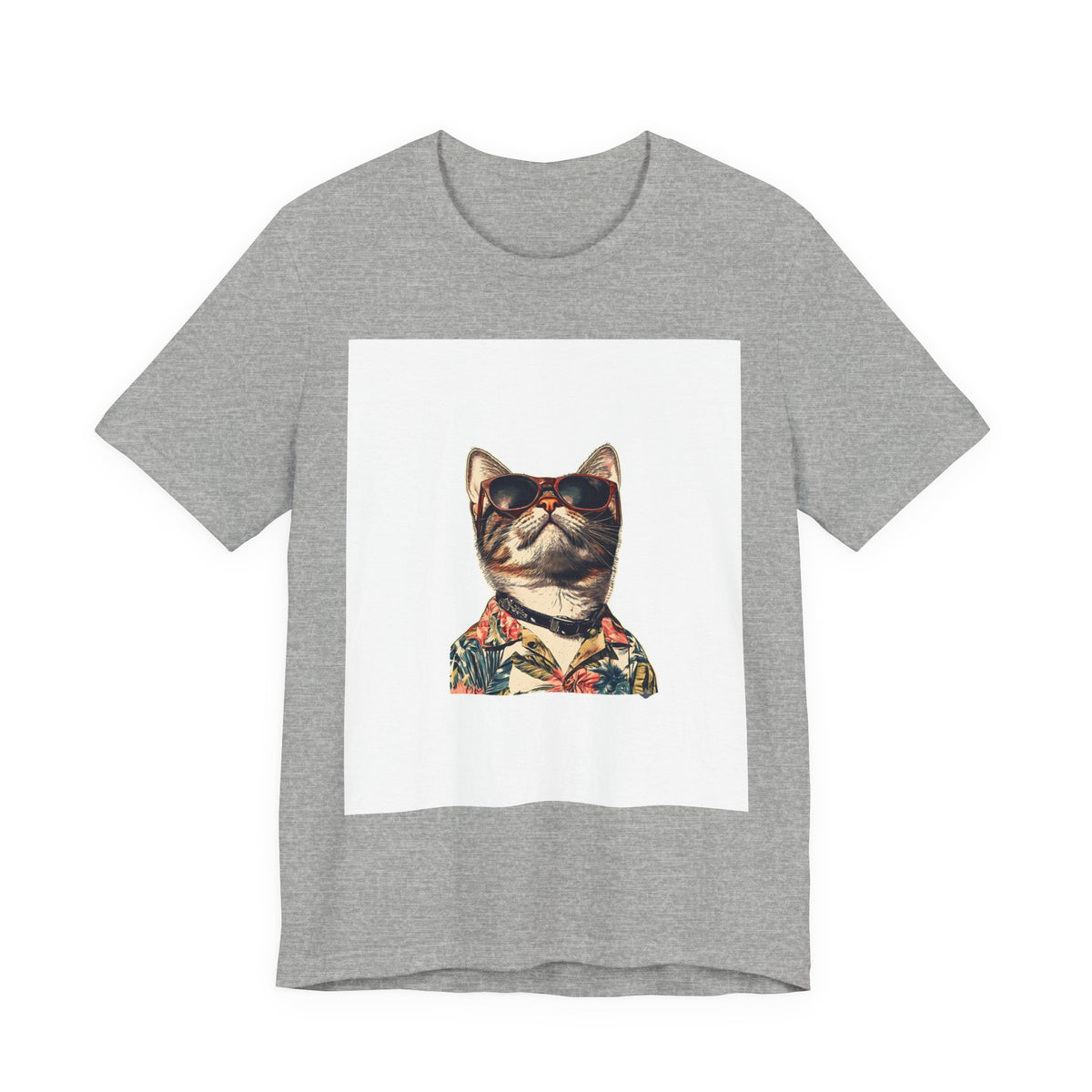 Cat in Sunglasses Hawaiian Shirt T-Shirt — Cool Vacation Cat Tee
