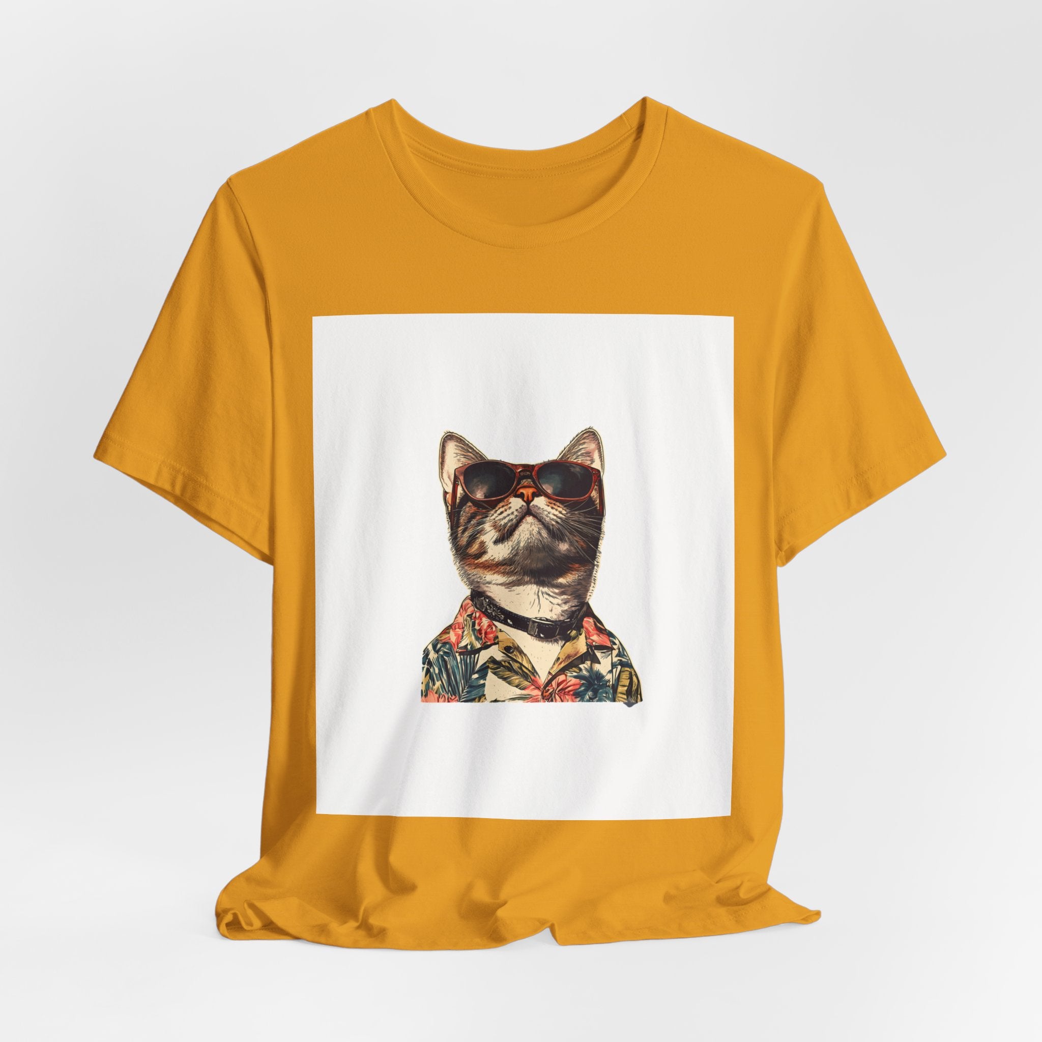 Cat in Sunglasses Hawaiian Shirt T-Shirt — Cool Vacation Cat Tee