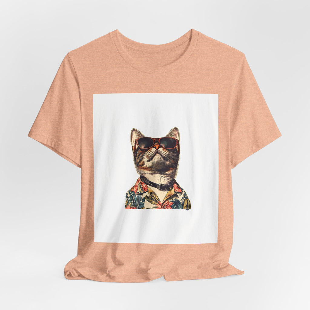 Cat in Sunglasses Hawaiian Shirt T-Shirt — Cool Vacation Cat Tee