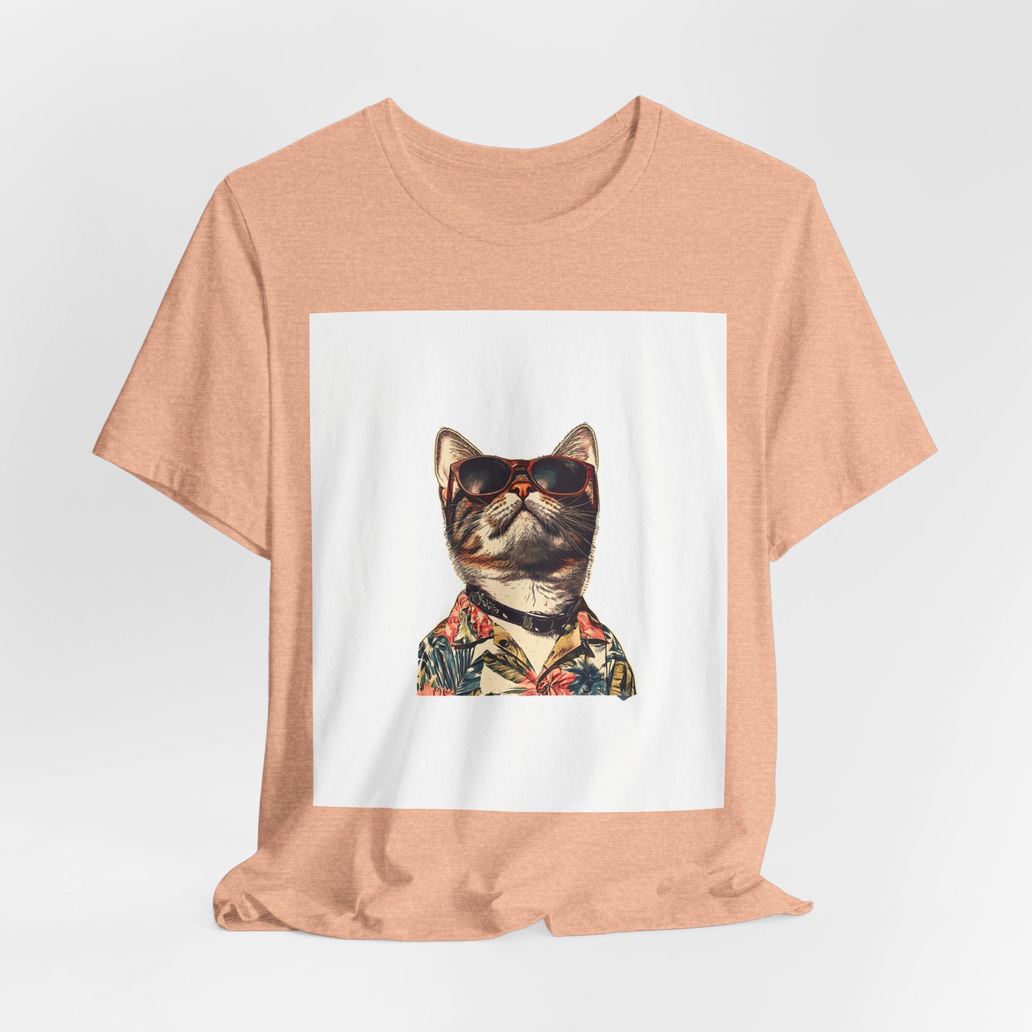 Cat in Sunglasses Hawaiian Shirt T-Shirt — Cool Vacation Cat Tee