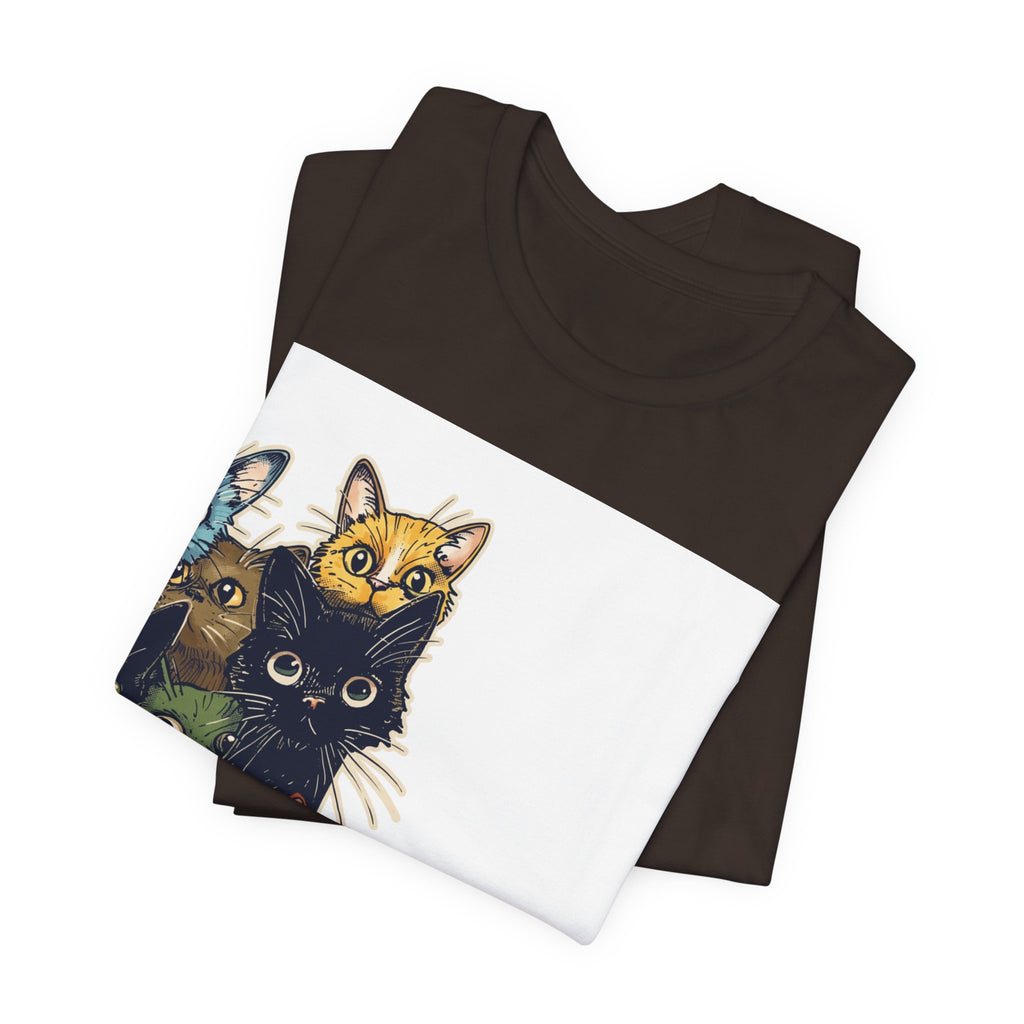Cat Stack Graphic Tee — Colorful Cute Cats Illustration T-Shirt