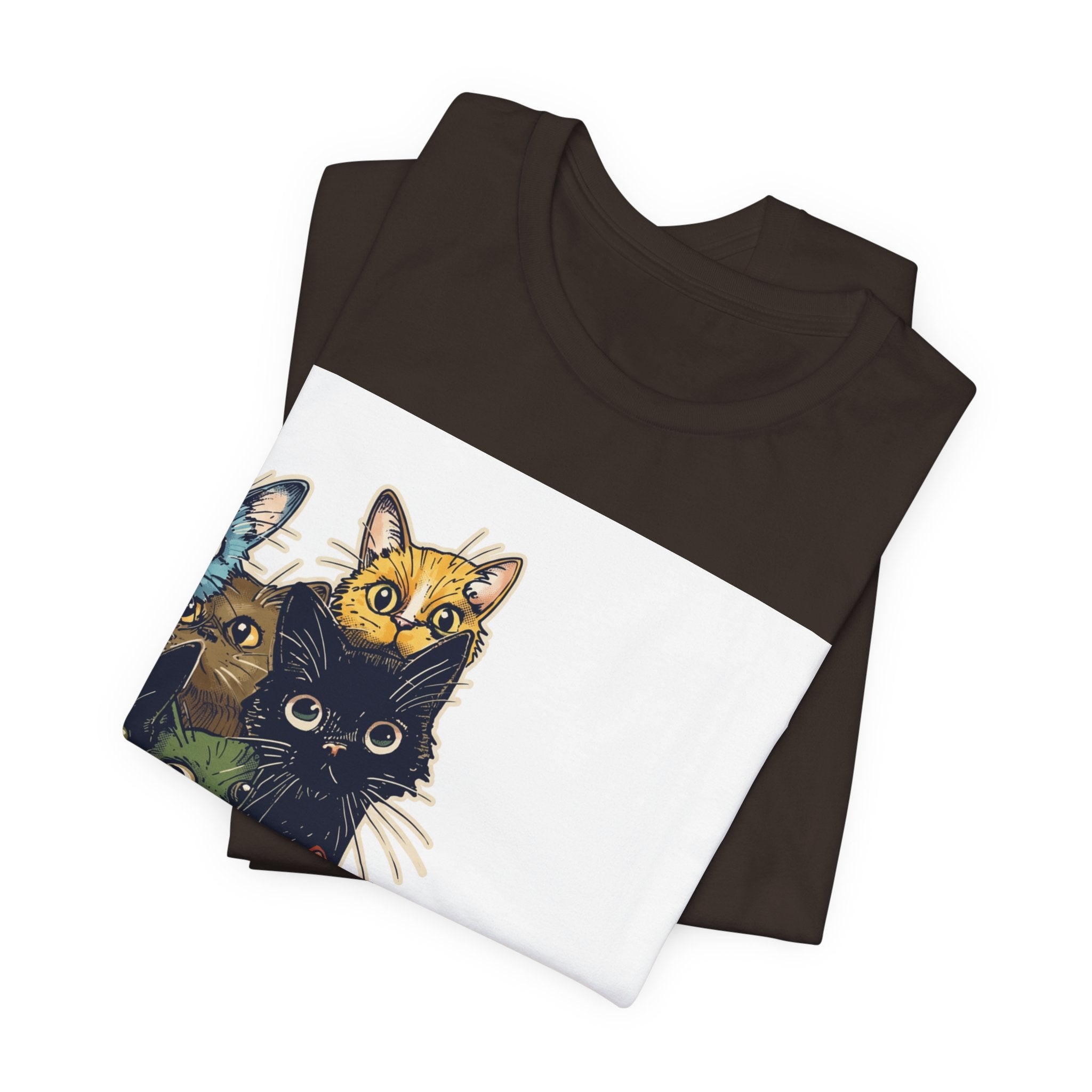 Cat Stack Graphic Tee — Colorful Cute Cats Illustration T-Shirt