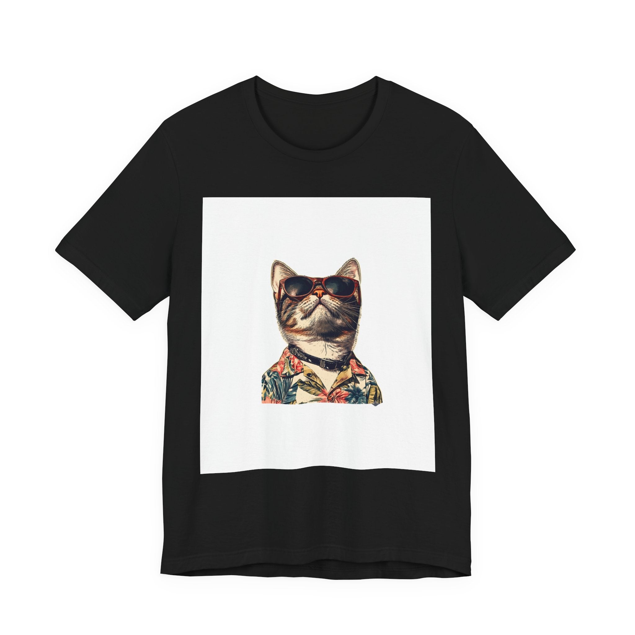 Cat in Sunglasses Hawaiian Shirt T-Shirt — Cool Vacation Cat Tee