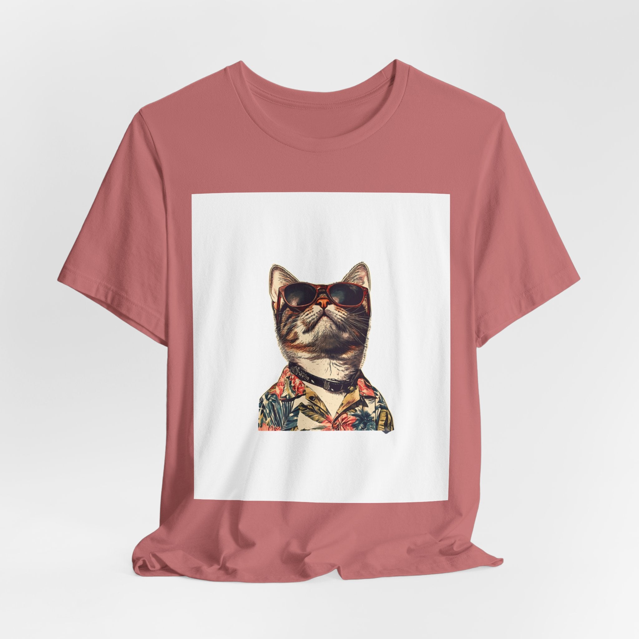 Cat in Sunglasses Hawaiian Shirt T-Shirt — Cool Vacation Cat Tee