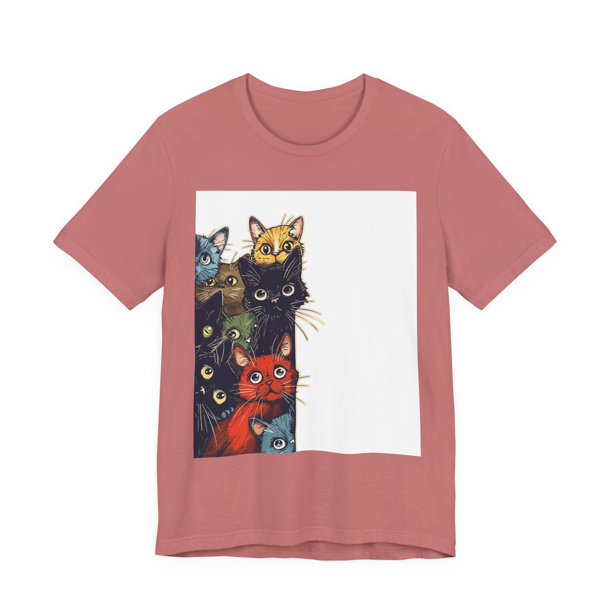 Cat Stack Graphic Tee — Colorful Cute Cats Illustration T-Shirt
