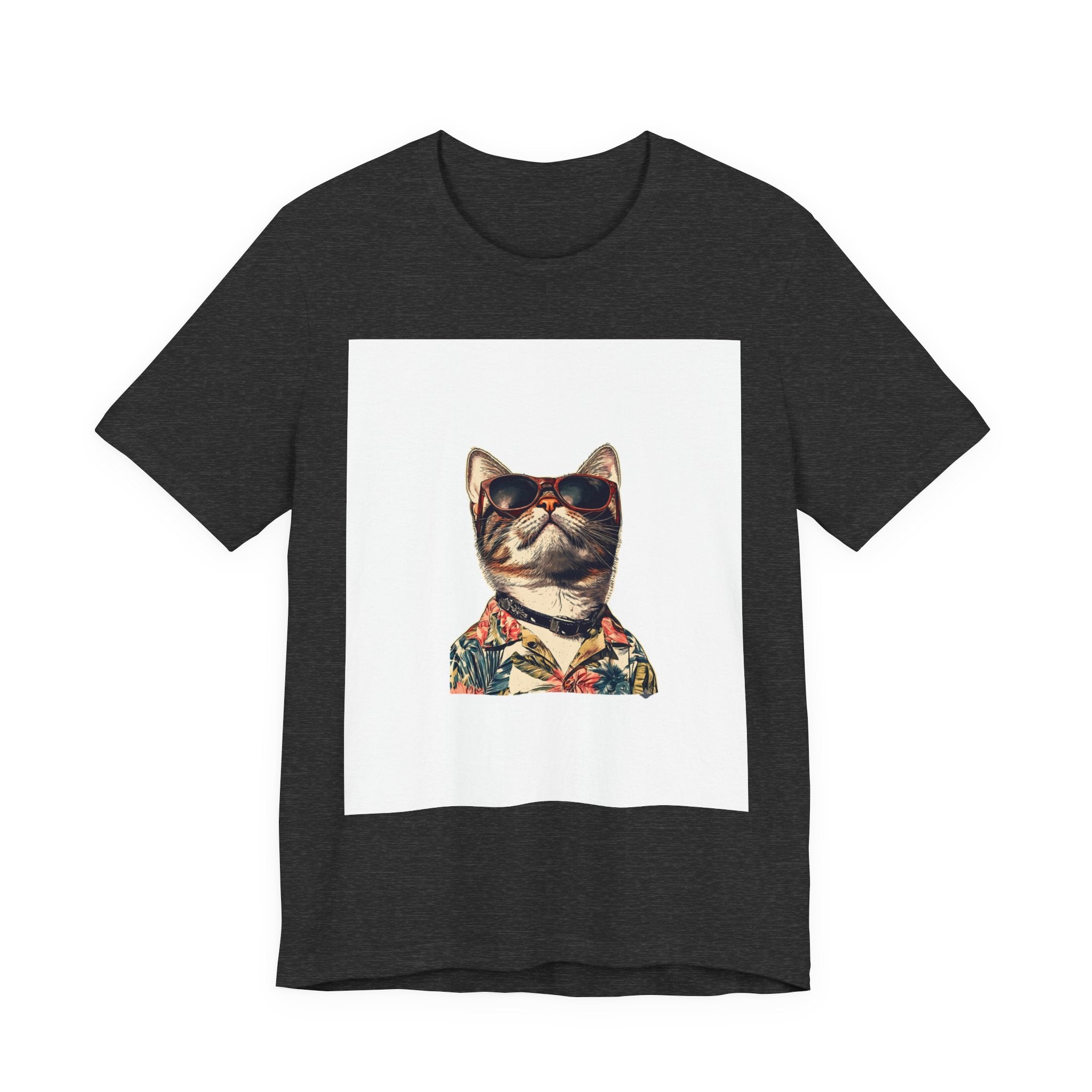Cat in Sunglasses Hawaiian Shirt T-Shirt — Cool Vacation Cat Tee