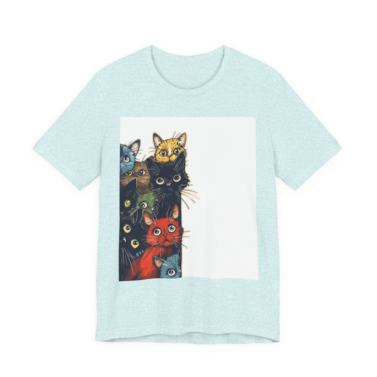 Cat Stack Graphic Tee — Colorful Cute Cats Illustration T-Shirt