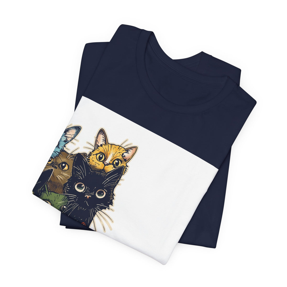 Cat Stack Graphic Tee — Colorful Cute Cats Illustration T-Shirt