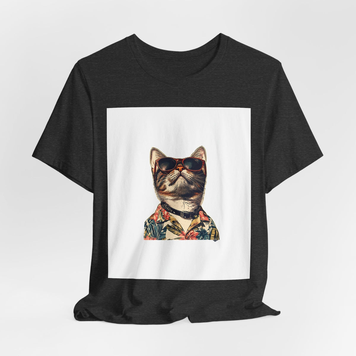 Cat in Sunglasses Hawaiian Shirt T-Shirt — Cool Vacation Cat Tee