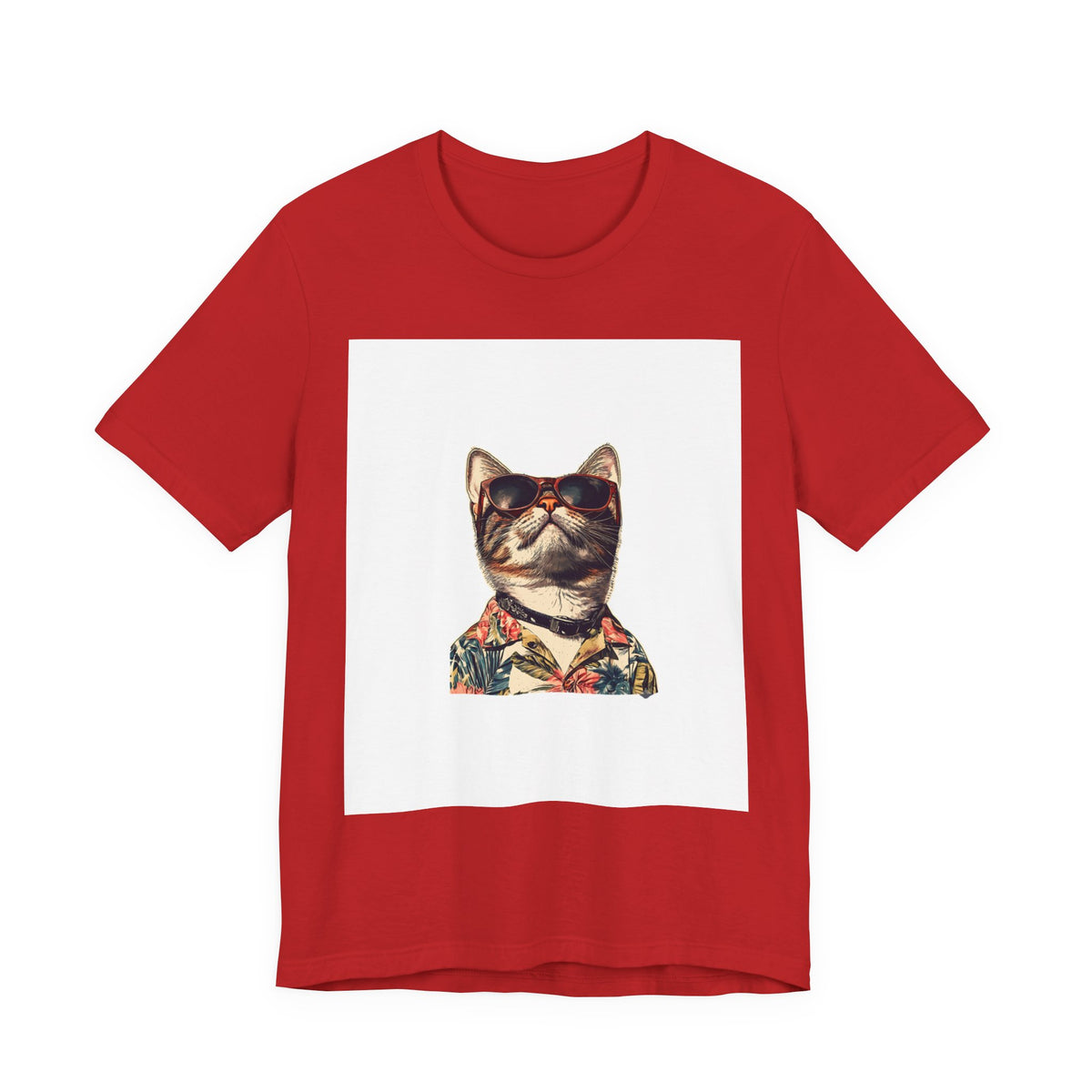 Cat in Sunglasses Hawaiian Shirt T-Shirt — Cool Vacation Cat Tee