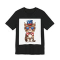 Patriotic Kitty Tee — American Flag Cat with Sunglasses & Bow
