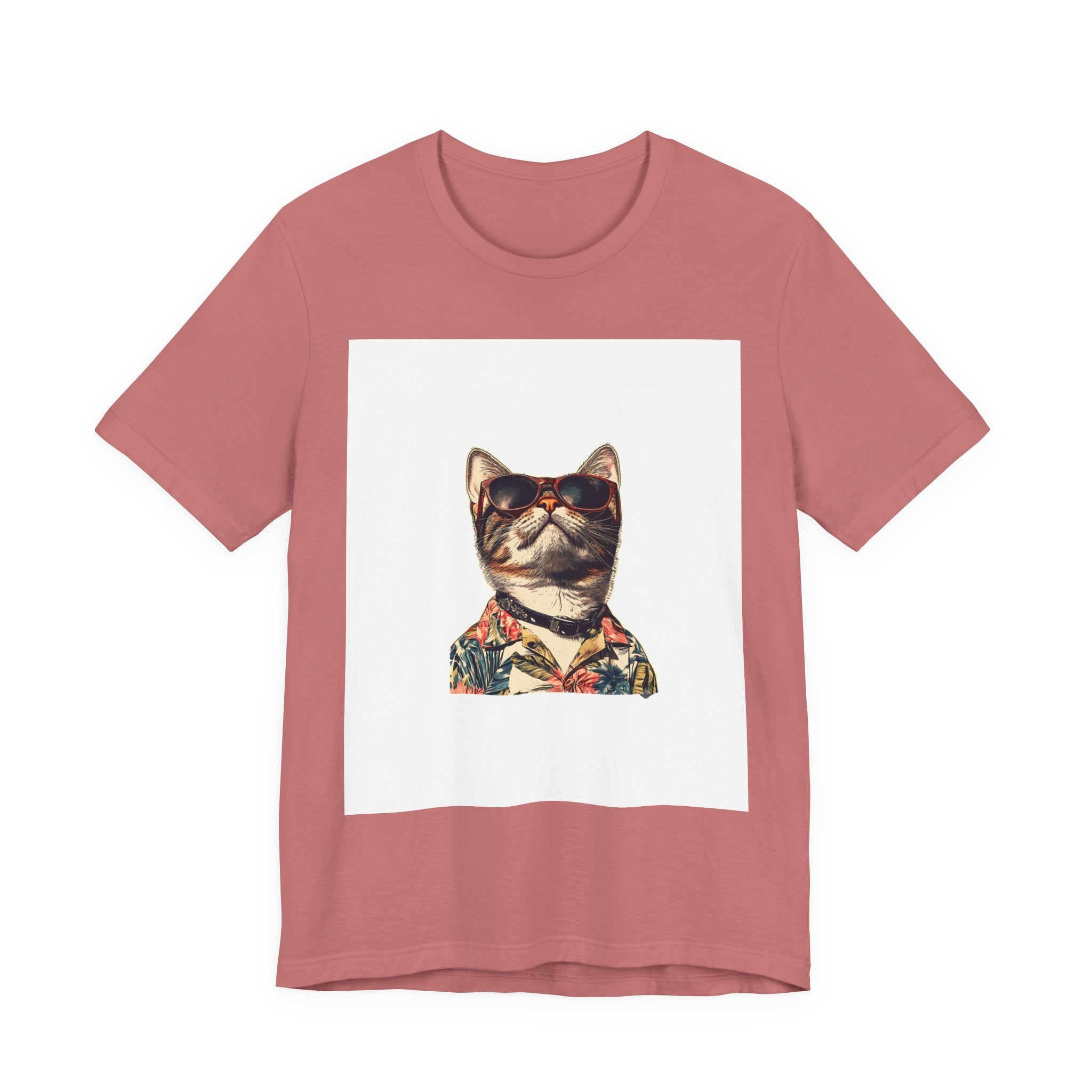 Cat in Sunglasses Hawaiian Shirt T-Shirt — Cool Vacation Cat Tee